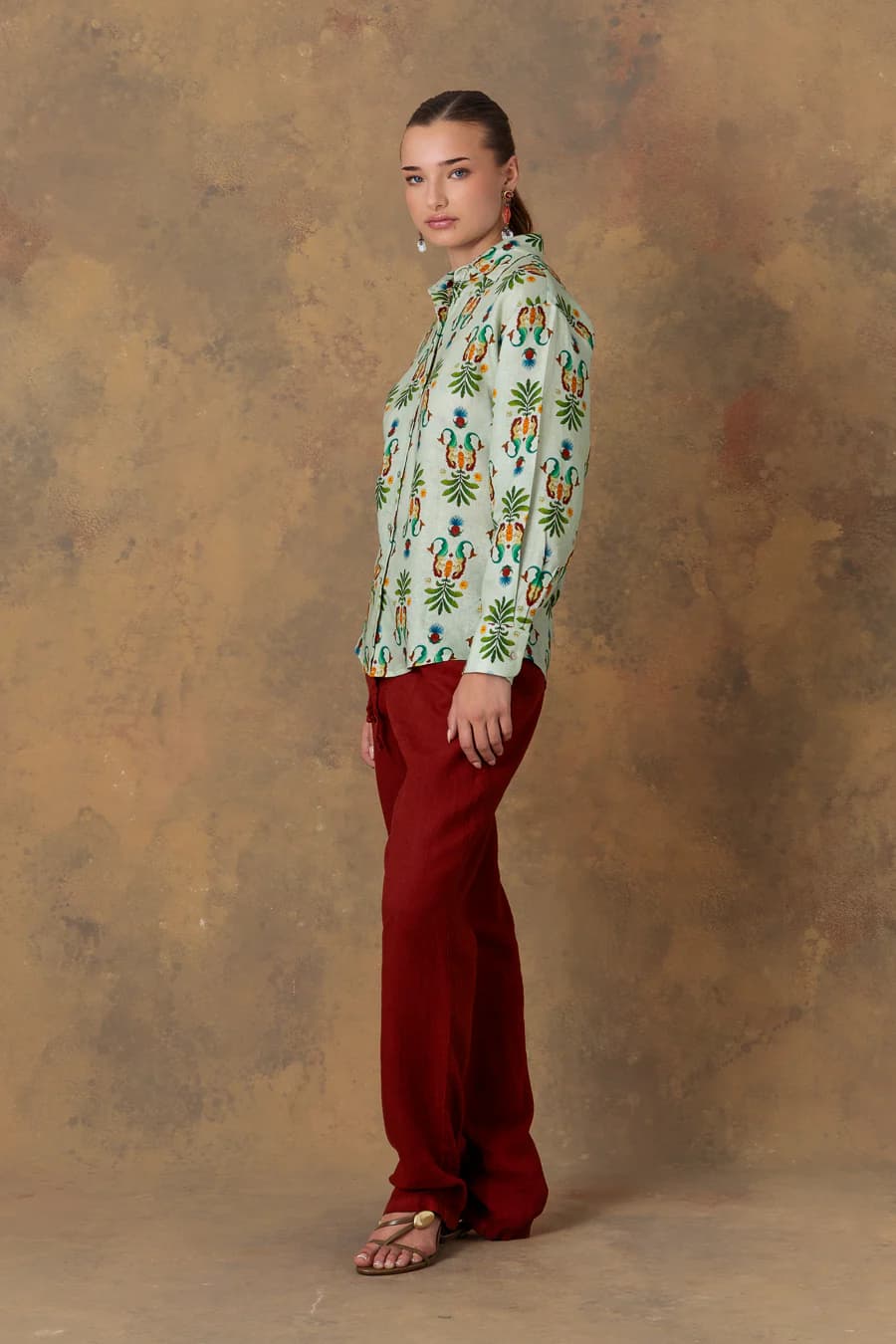 Women's shirt linen marea turquoise - imagen 6
