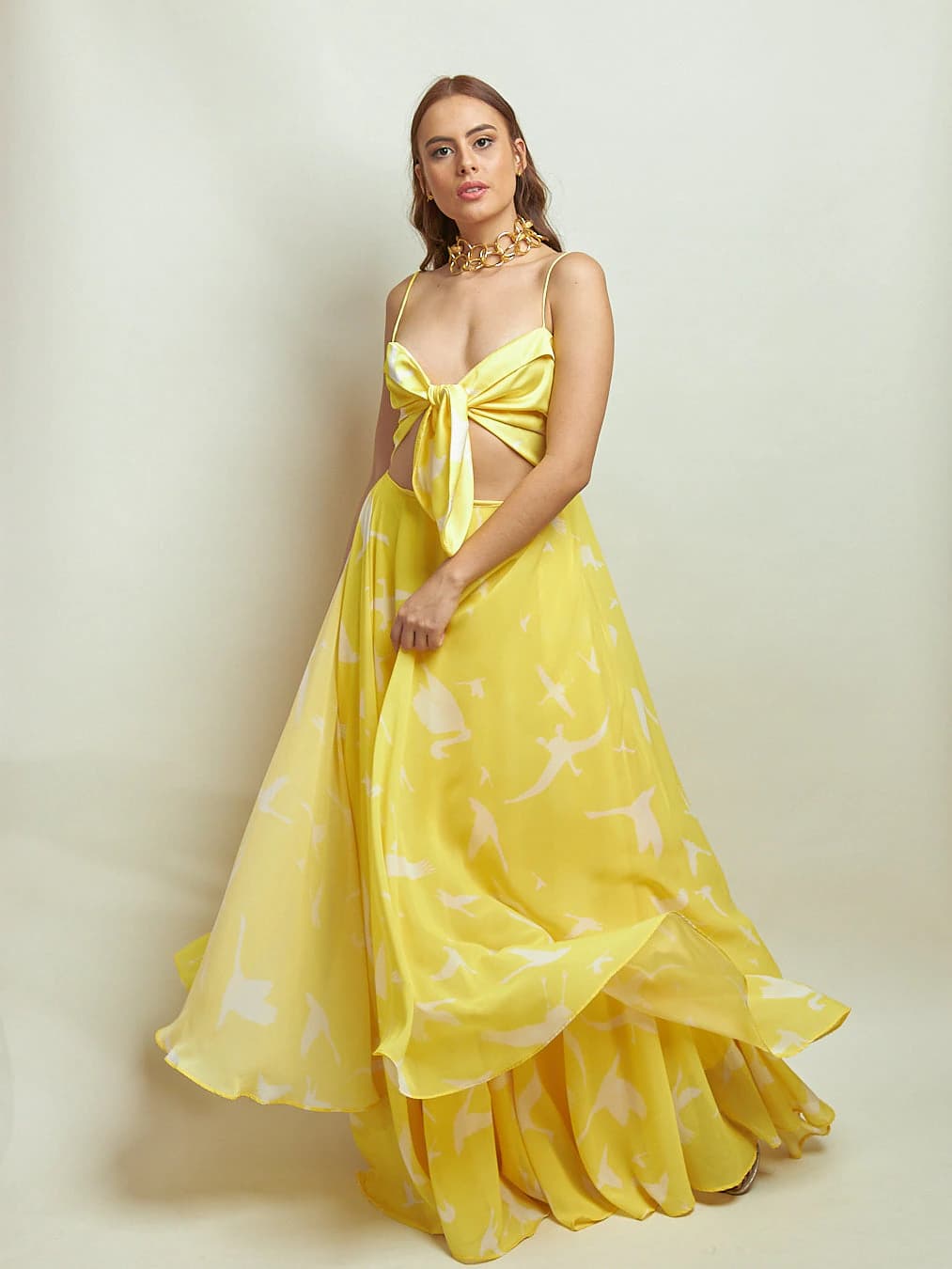 Vestido Gil Gaviotas Amarillas Estampado - imagen 4