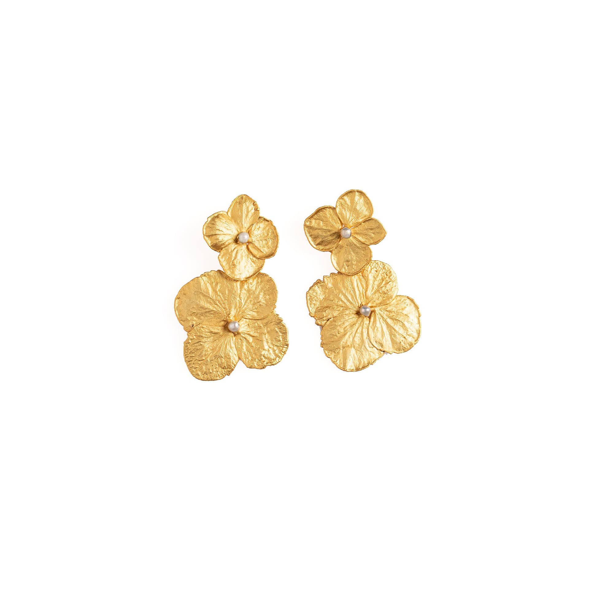 ARETES DOBLES: HORTENSIAS Y PERLAS - imagen 1