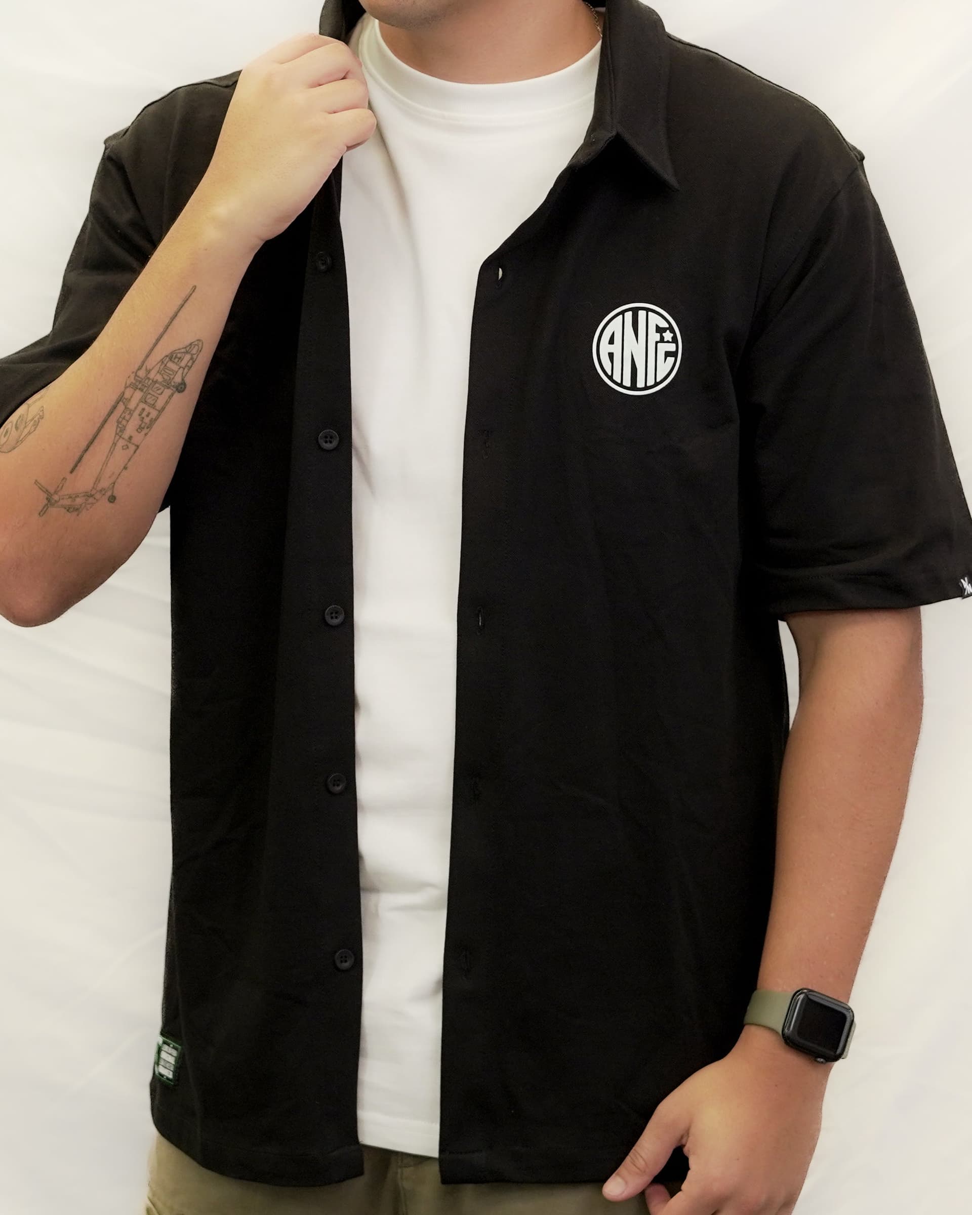 CAMISA NEGRA MANGA CORTA ANFC - imagen 2