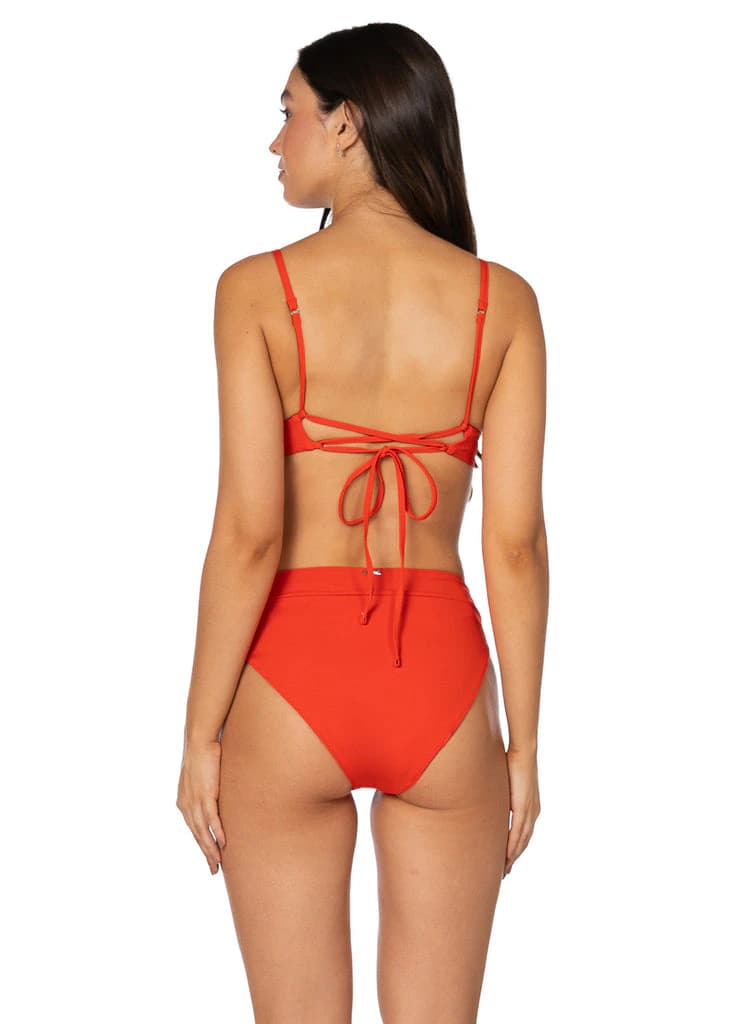Maaji Red Camelia Parade Long Line Triangle Bikini Top - imagen 2