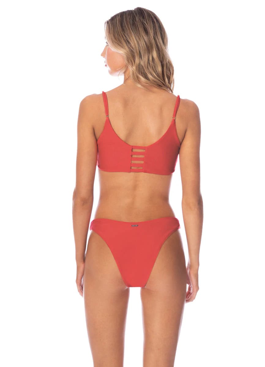 Maaji Red Camelia Splendour Regular Rise Thin Side Bikini Bottom - imagen 1