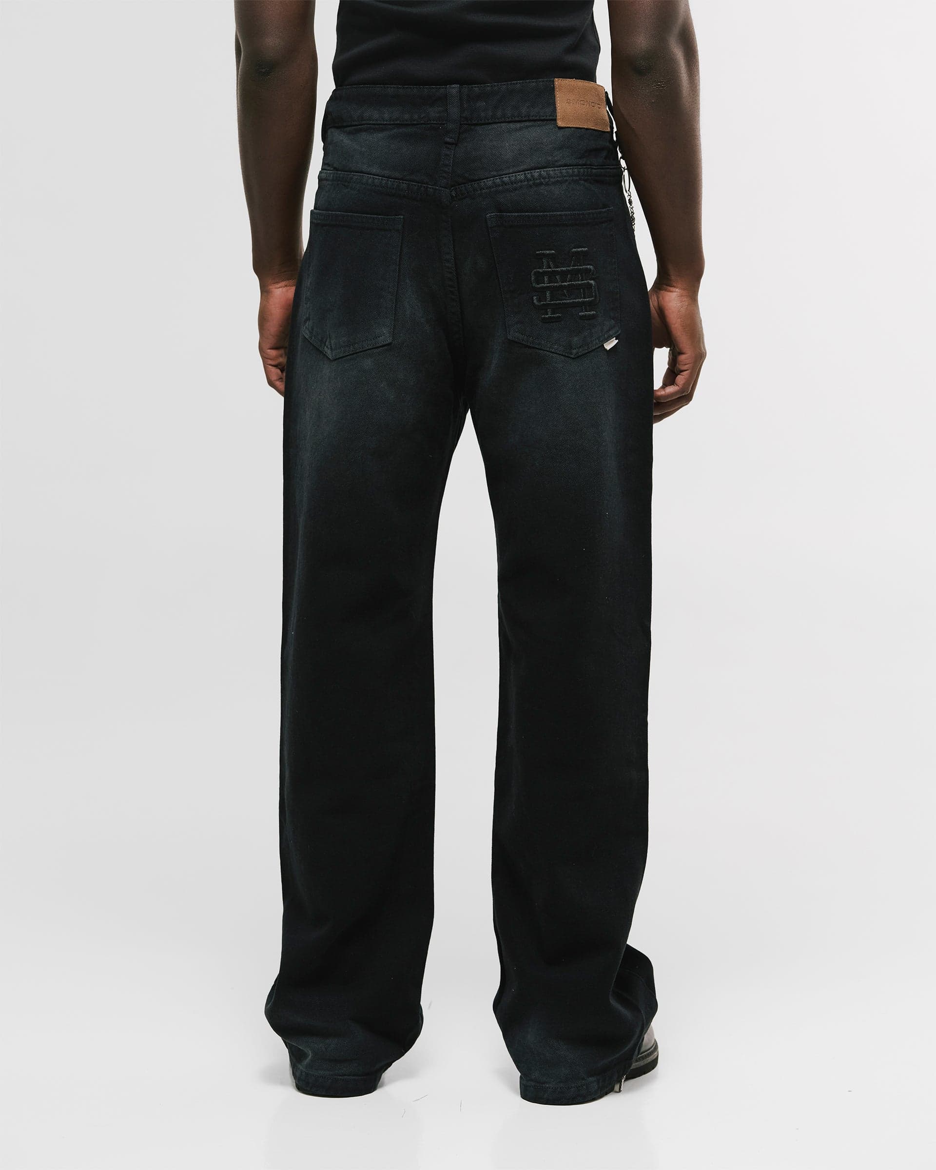 Pocket Straight Pants – Negro Desgastado - imagen 3