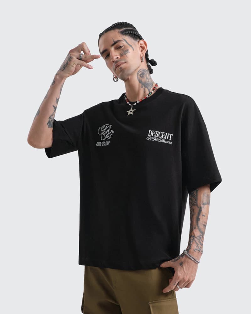 Camiseta Negra Oversize Descent - imagen 3