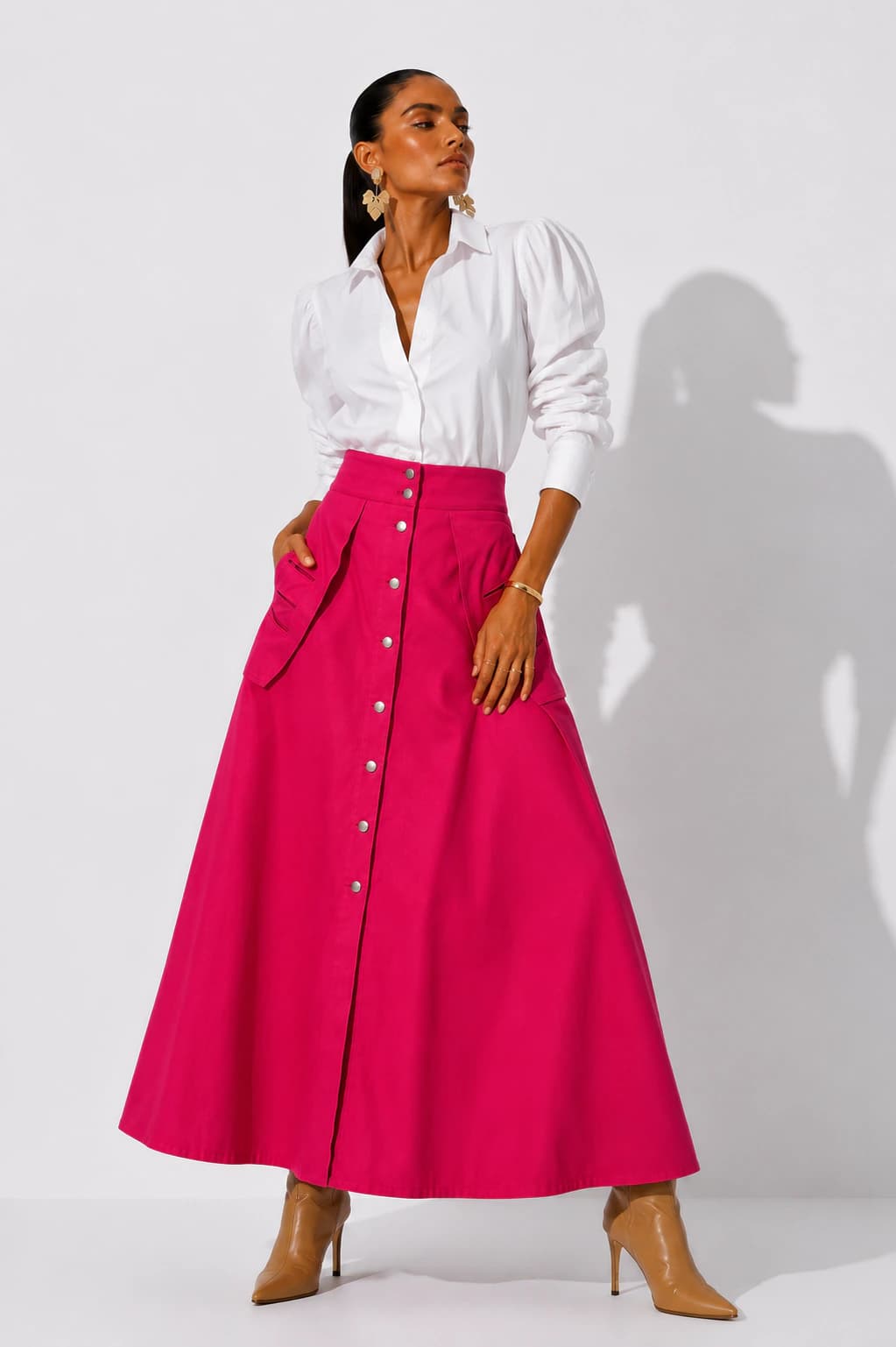 Falda Pétalos fucsia