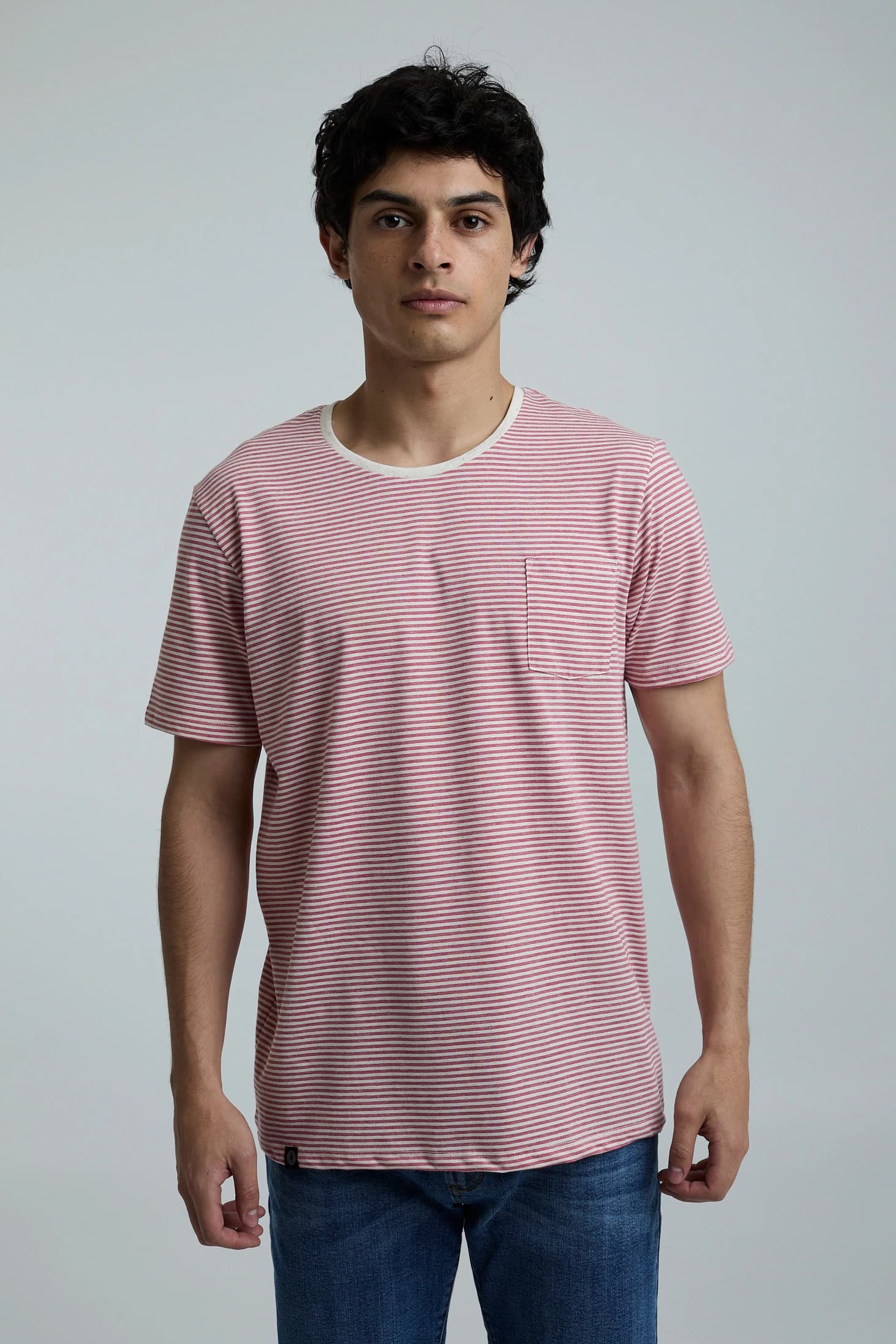 Camiseta Hombre Rayas Roja - imagen 1