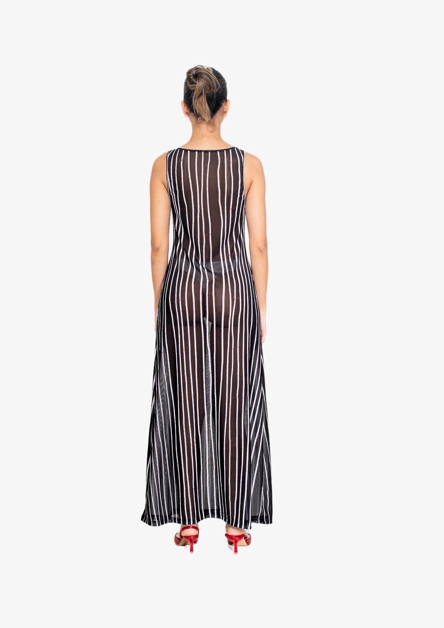 Black Stripes Mesh Tank Dress - imagen 5