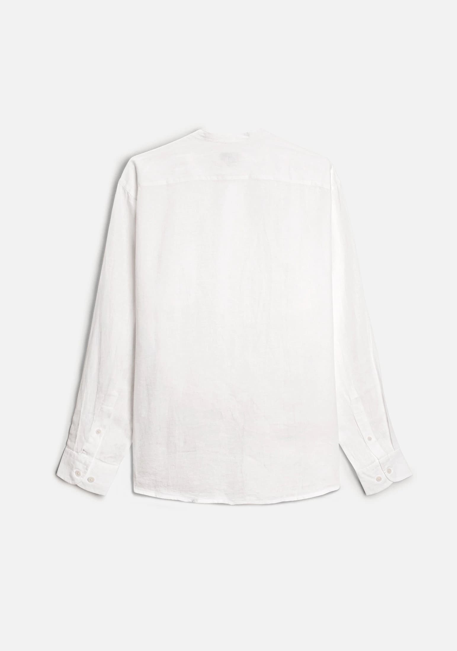 Camisa H Lino Cuello Nerú Bols. Blanco - imagen 2