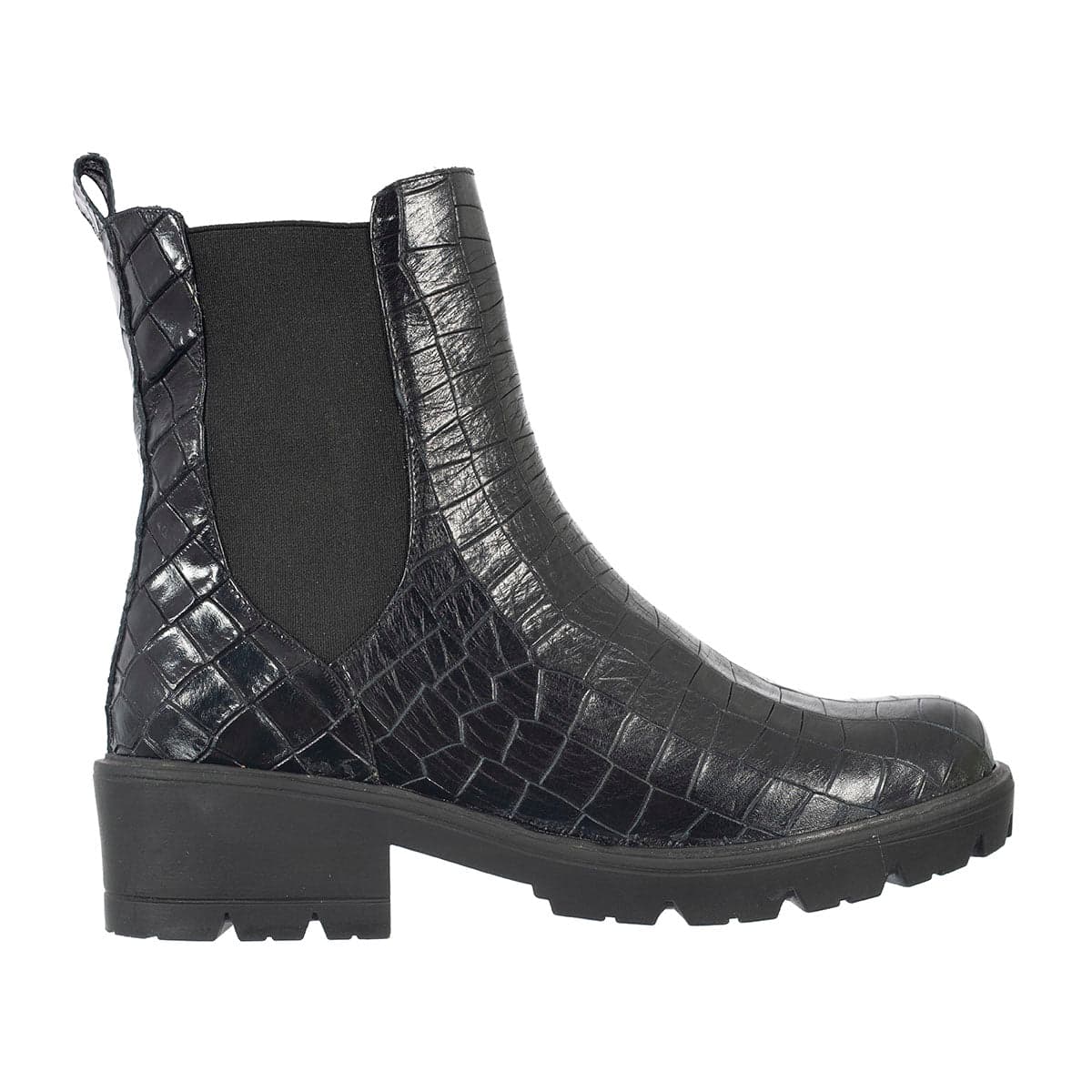 Botas Chelsea Emi Mujer Cuero Croco Negro Botas - imagen 3