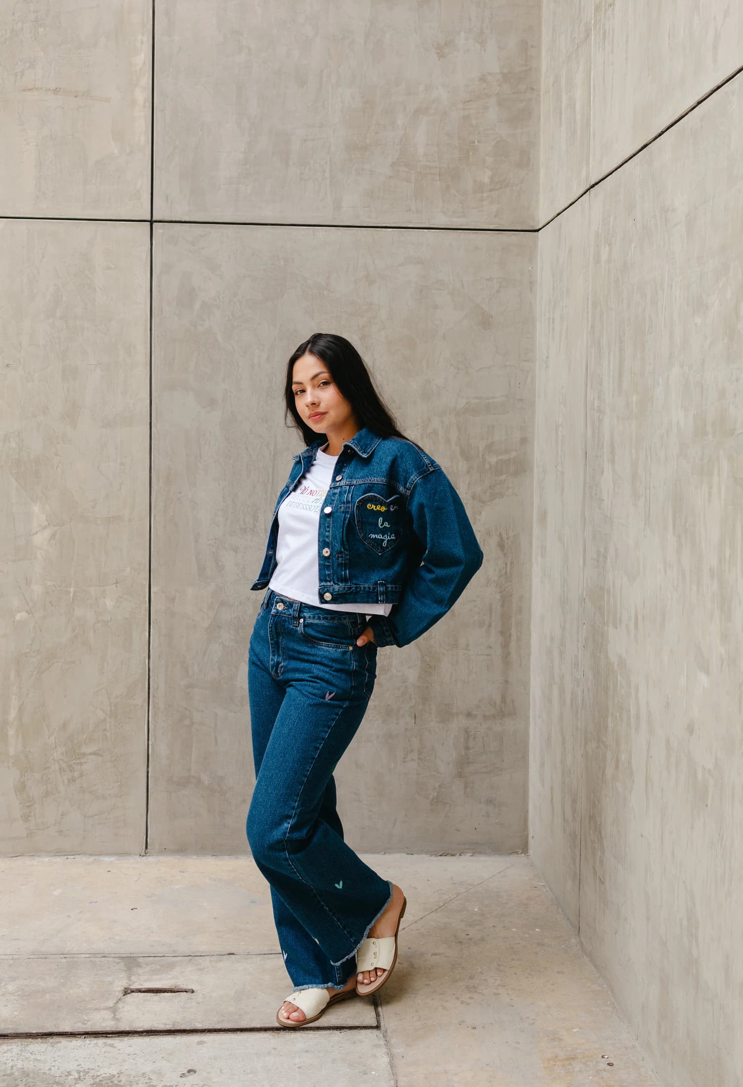 Creo En La Magia Embroidered Denim Jacket
