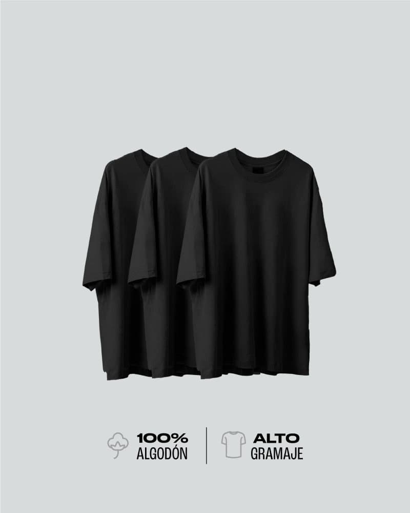 Pack x 3 Camisetas Básicas Negras Oversize - imagen 1