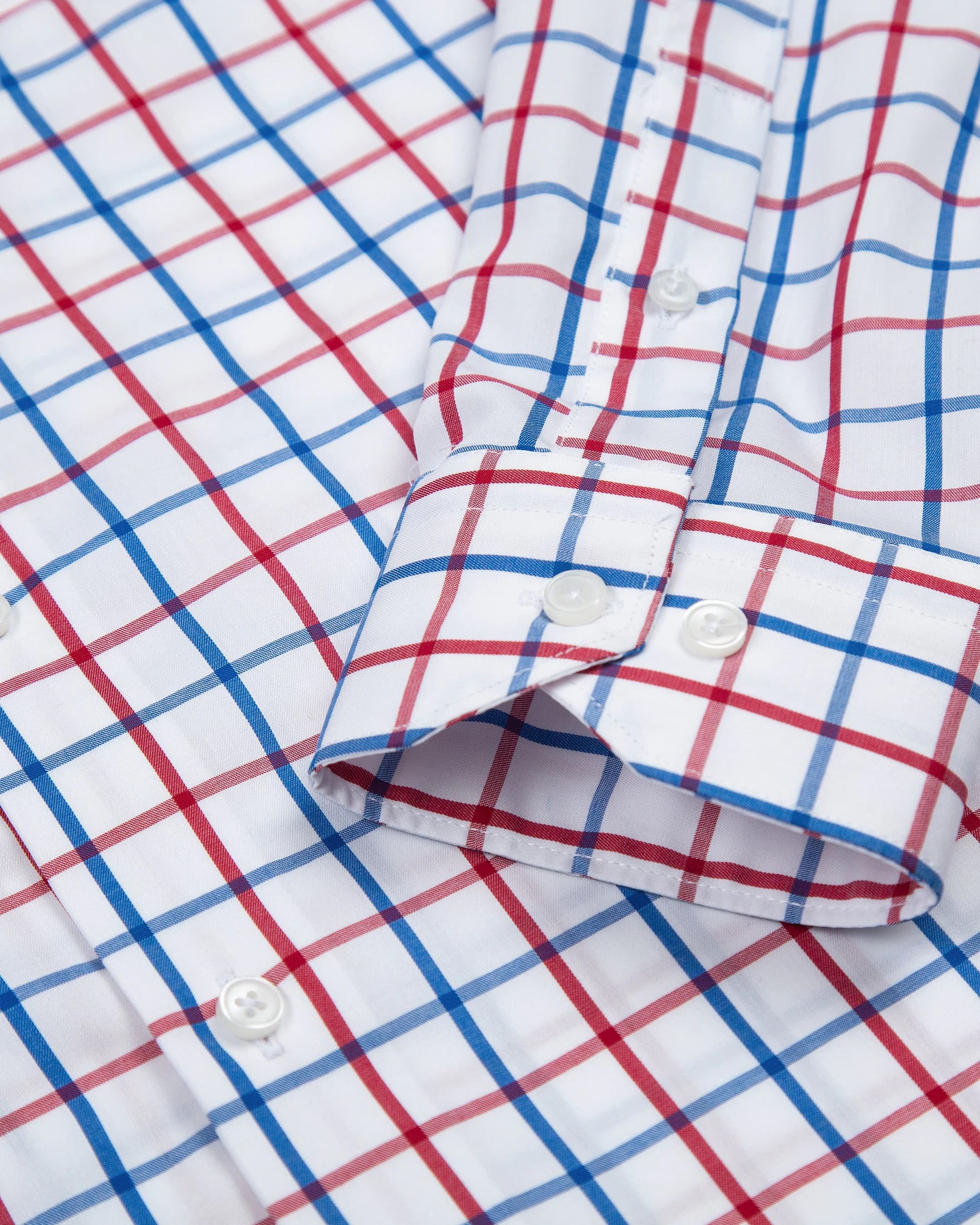 Camisa Cuadro Ventana Algodón Rojo Azul - imagen 3