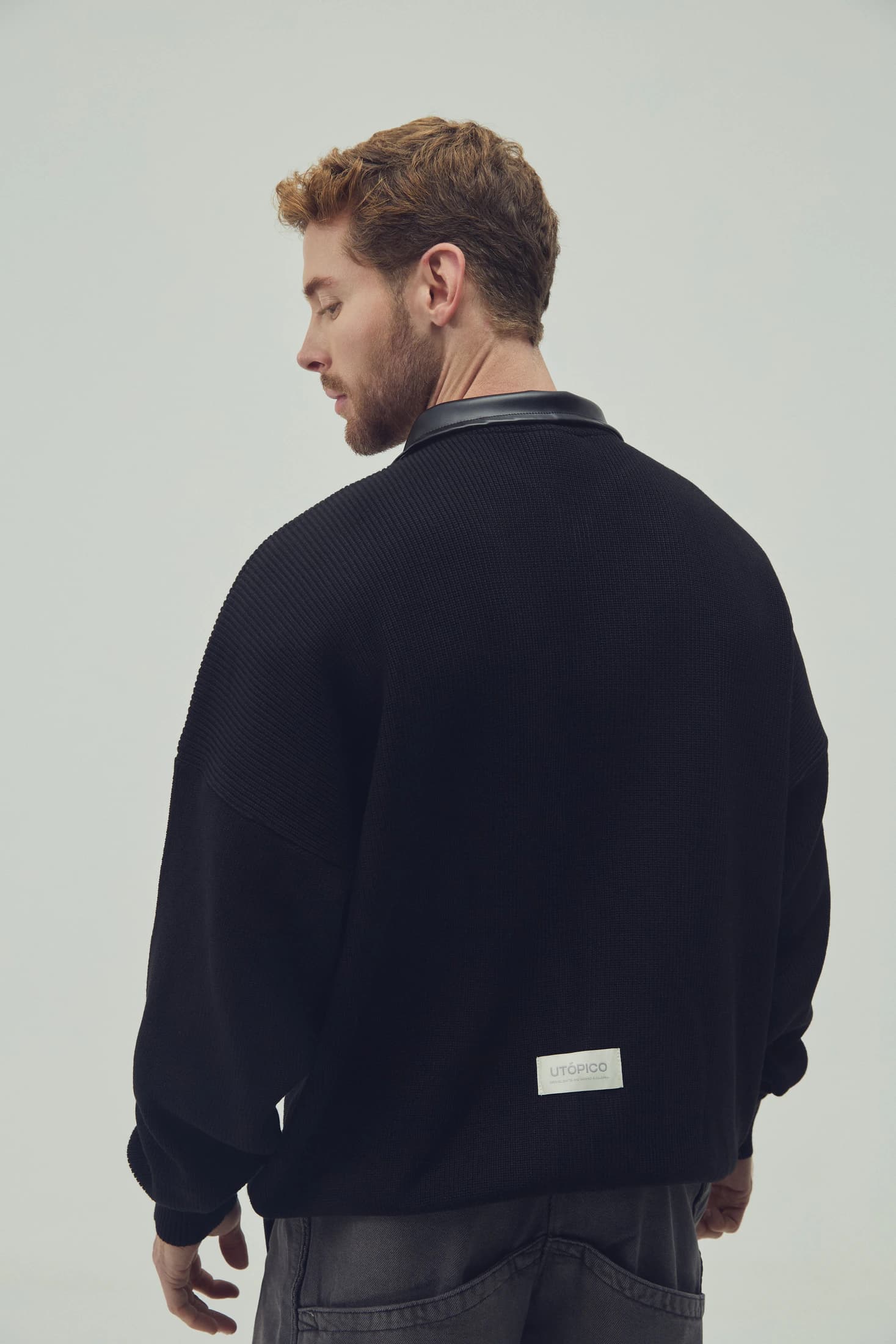 KNIT ZIP UP NEGRO - imagen 2