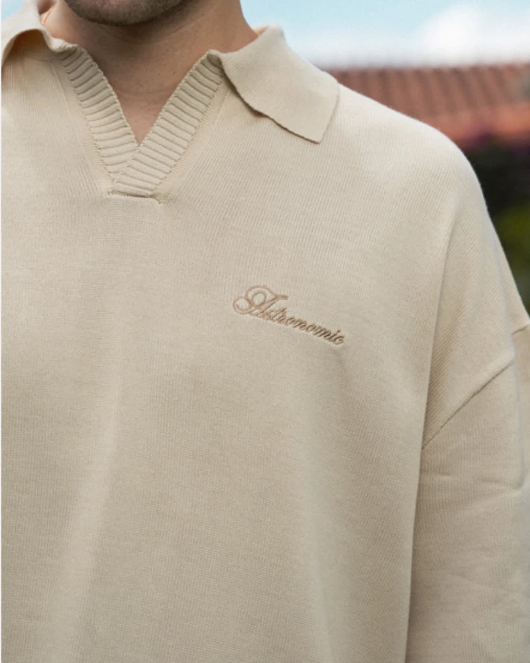 CAMISETA POLO TEJIDA - BEIGE - imagen 3