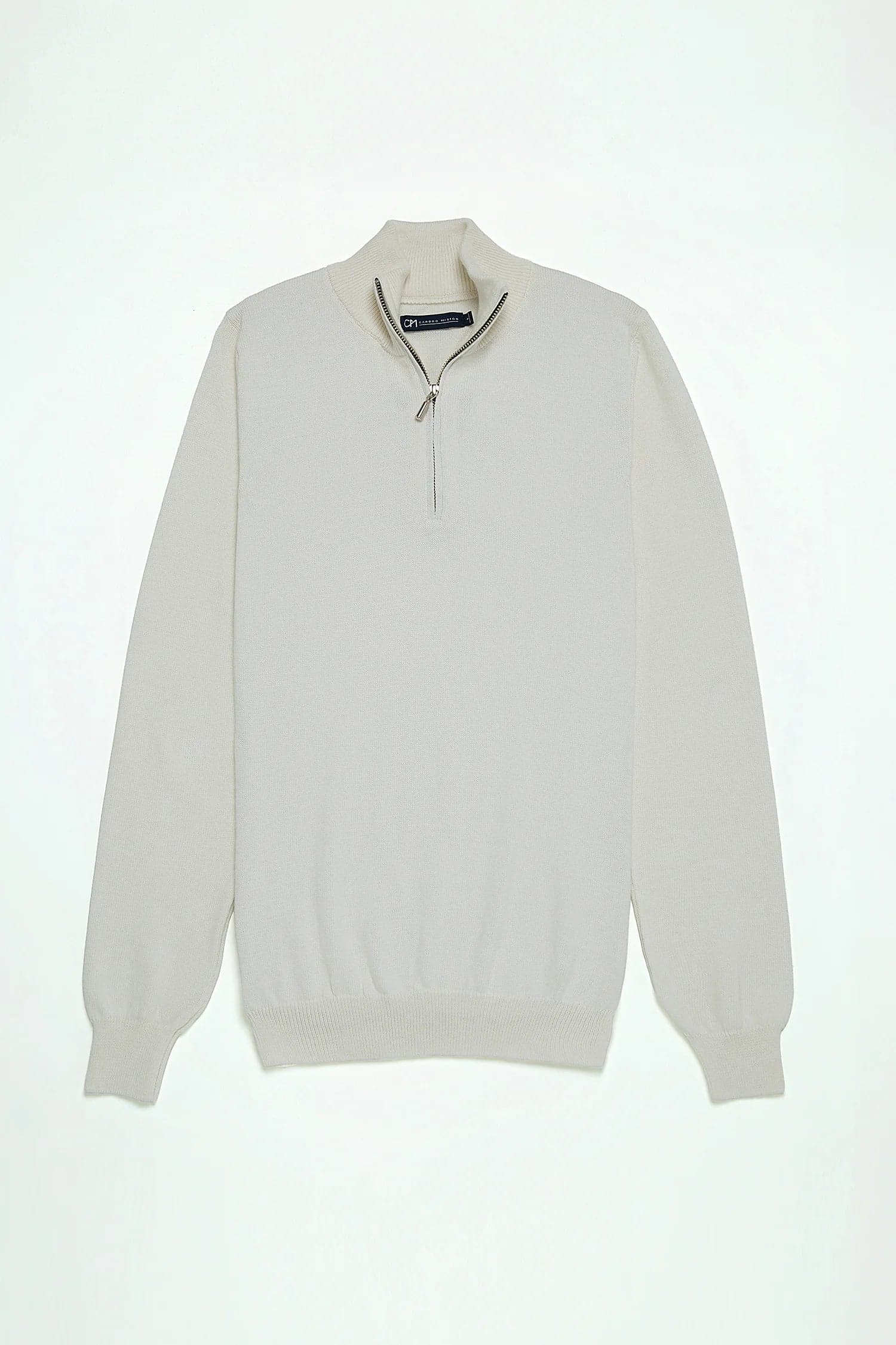 Saco Half Zip Algodón Crema