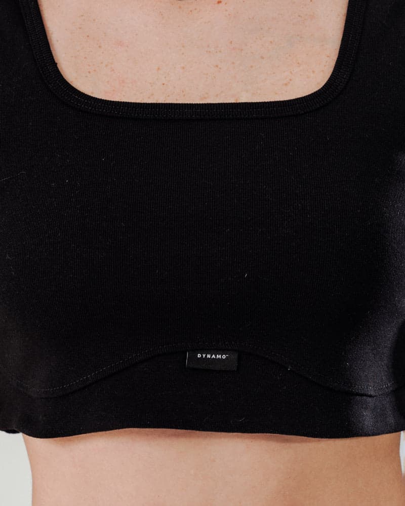 Crop Top Negro Escote Cuadrado - imagen 2