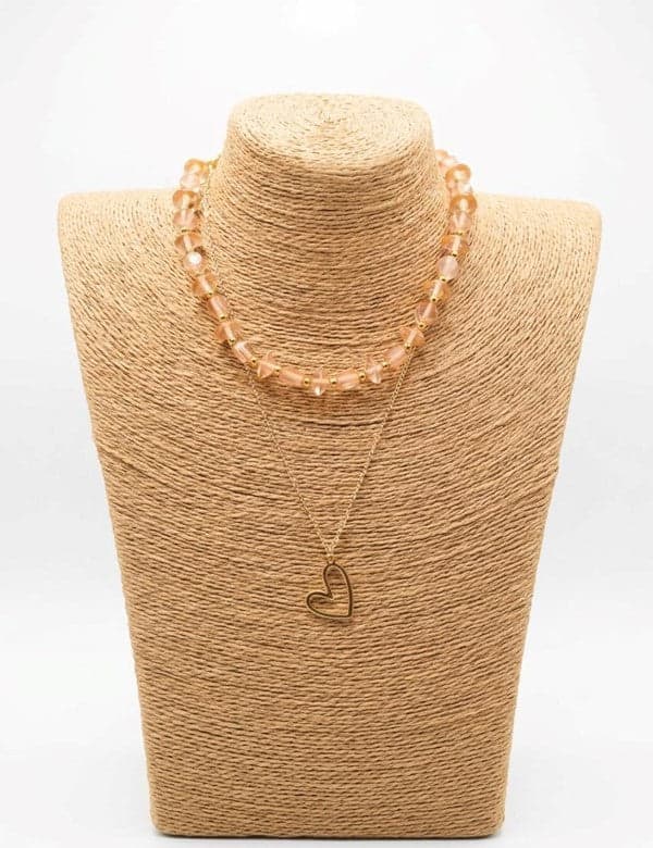 Collar Rondela Piedras Corazon
