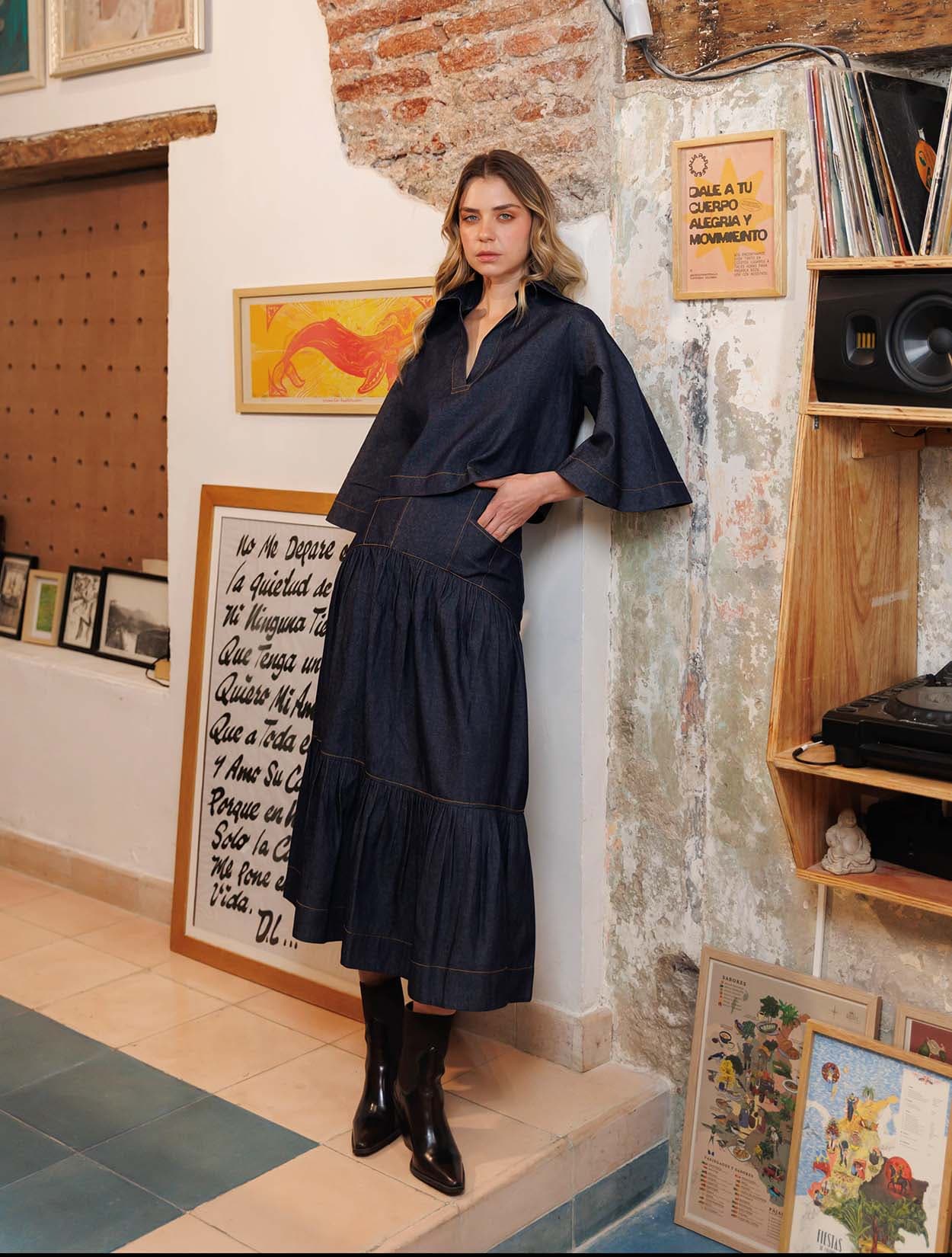 FALDA DENIM MIDI - imagen 1