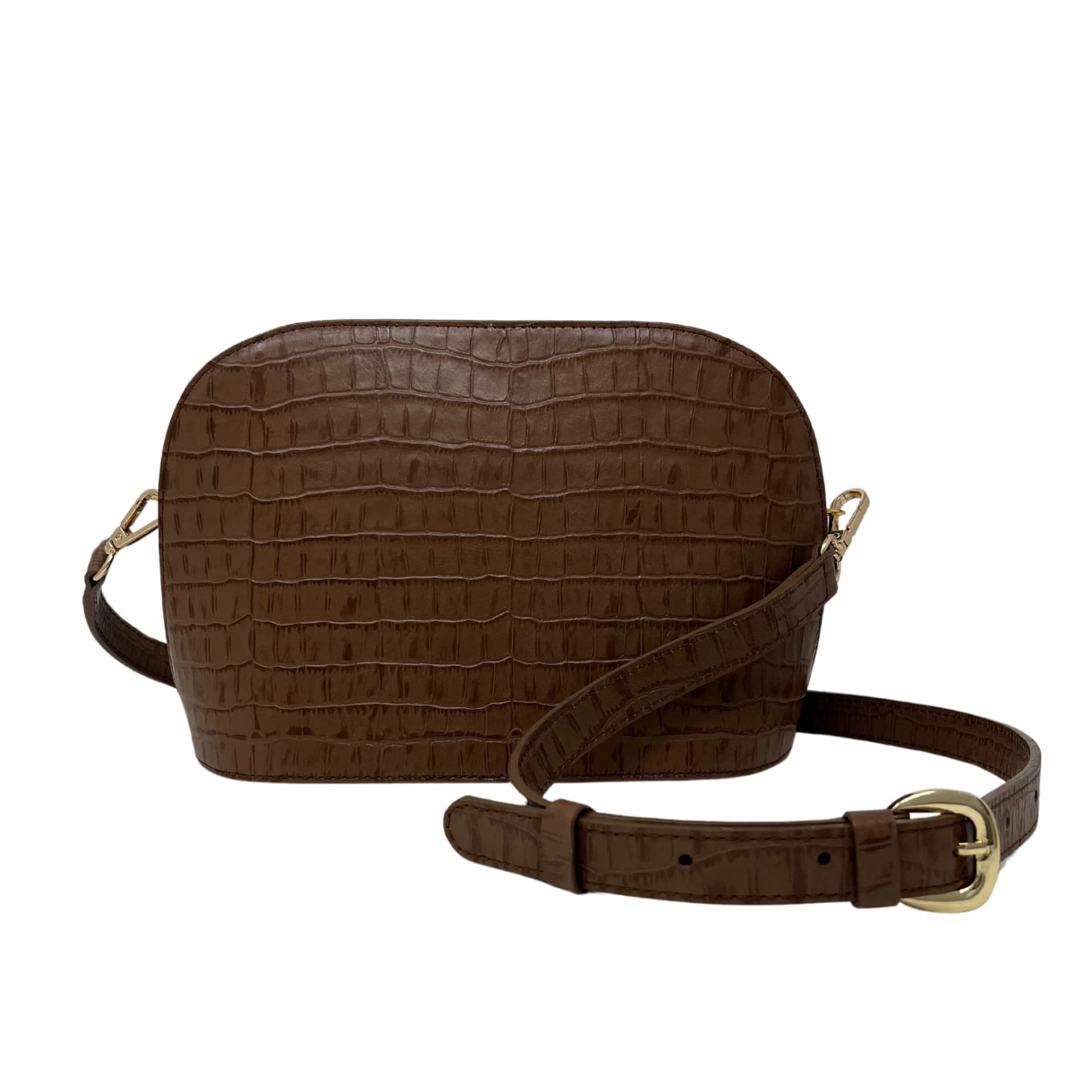 Cartera Isa Cuero Grabado Taponado Café - imagen 1