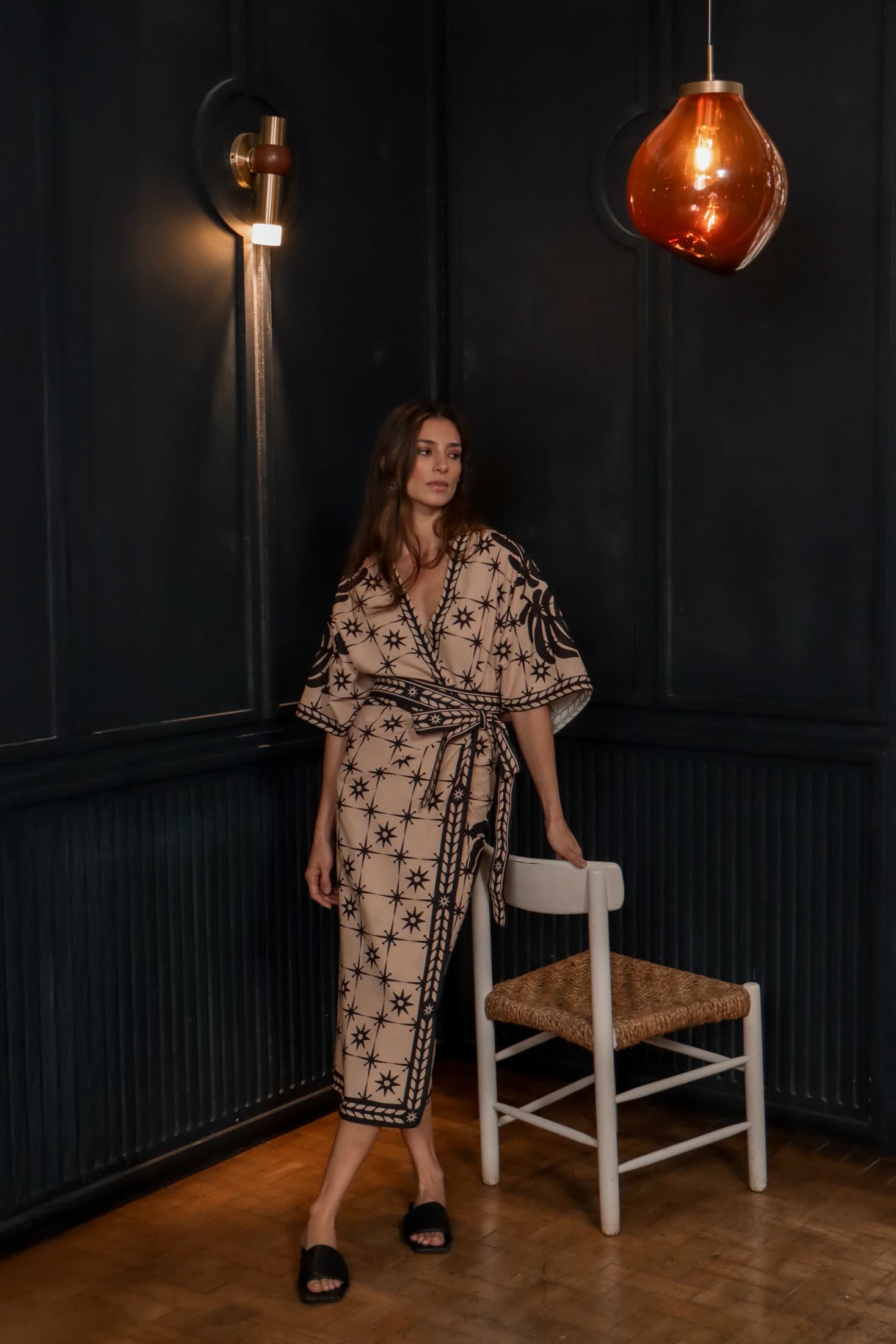 Kimono Corto Cometa Beige, Lino - imagen 4