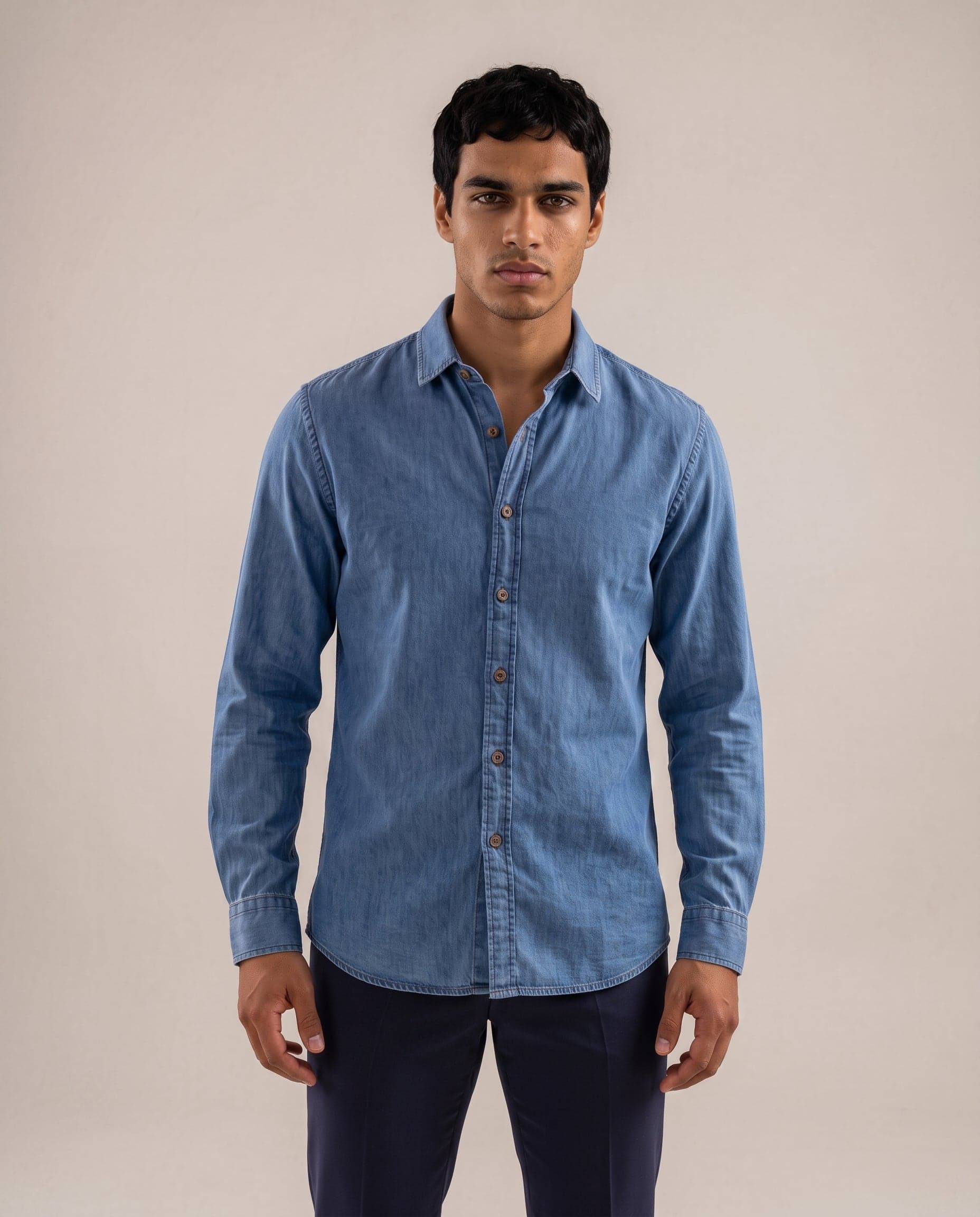 Camisa slim fit índigo
