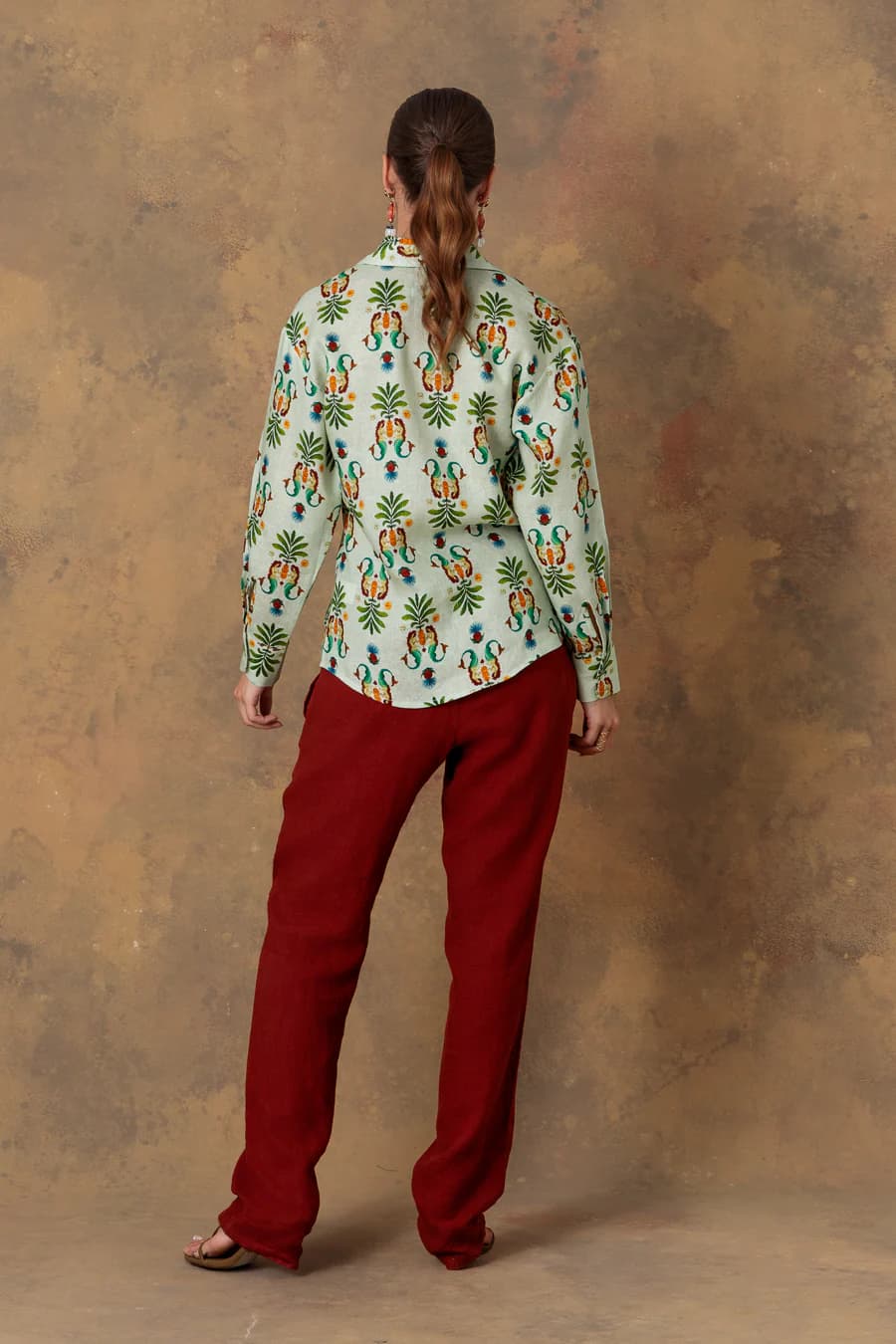 Women's shirt linen marea turquoise - imagen 5