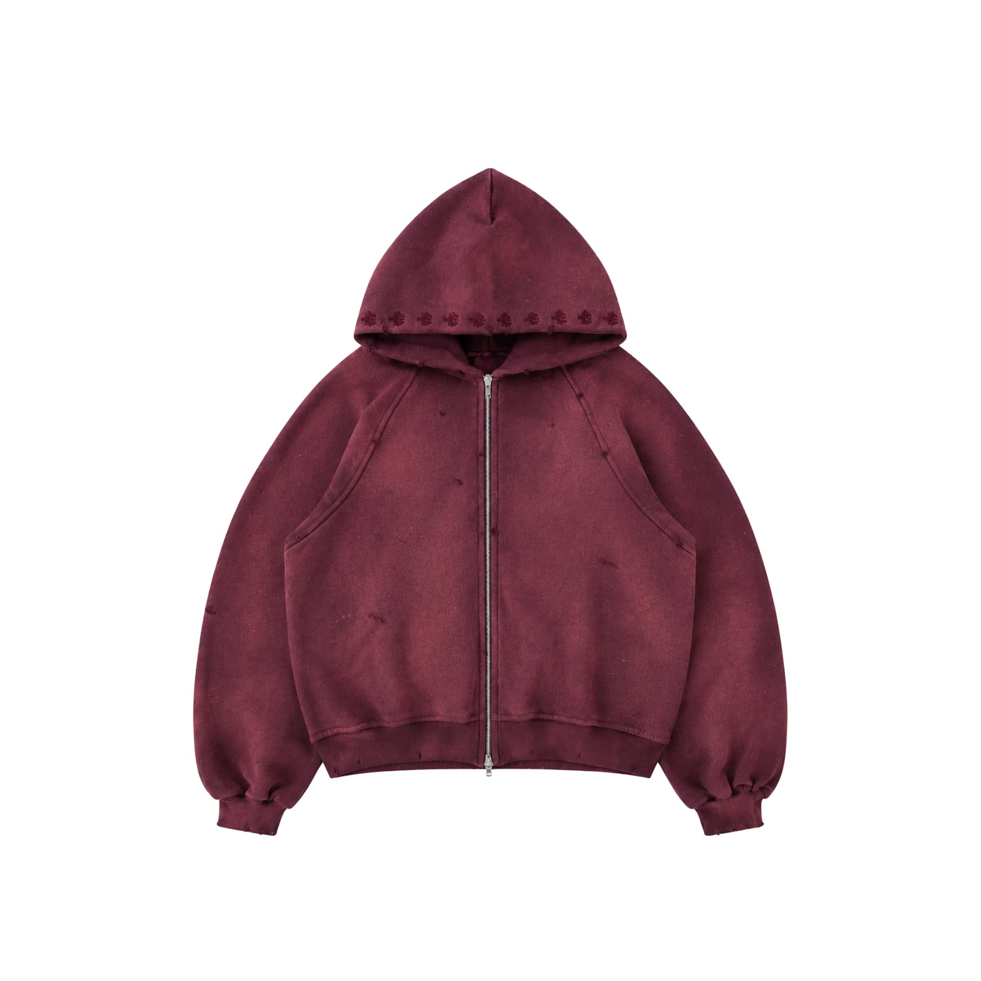 Double Zip Hoodie Sun Faded - Burgundy - imagen 1