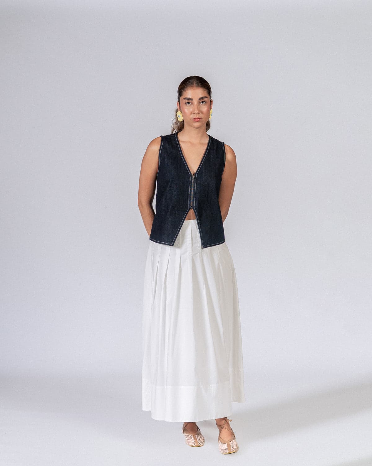 Falda Plisé Maxi Blanco - imagen 2