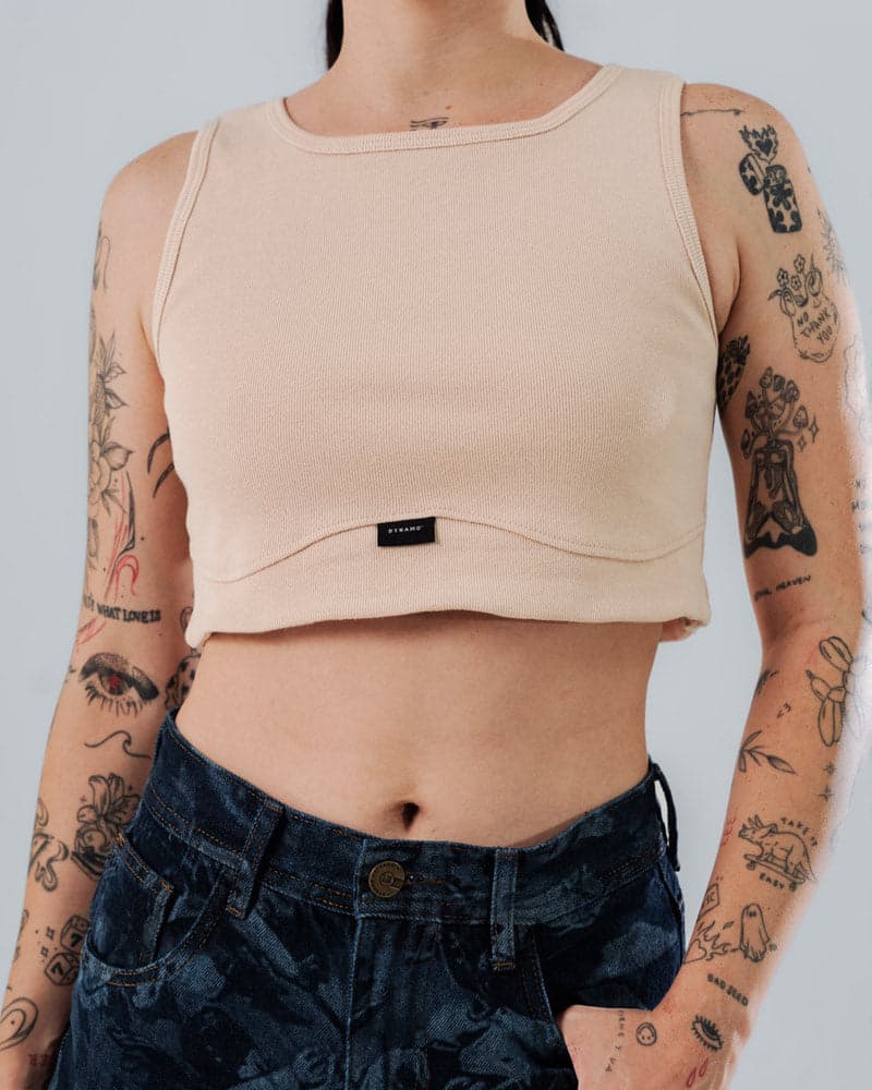 Crop Top Beige Para Mujer Corte Imperio - imagen 2
