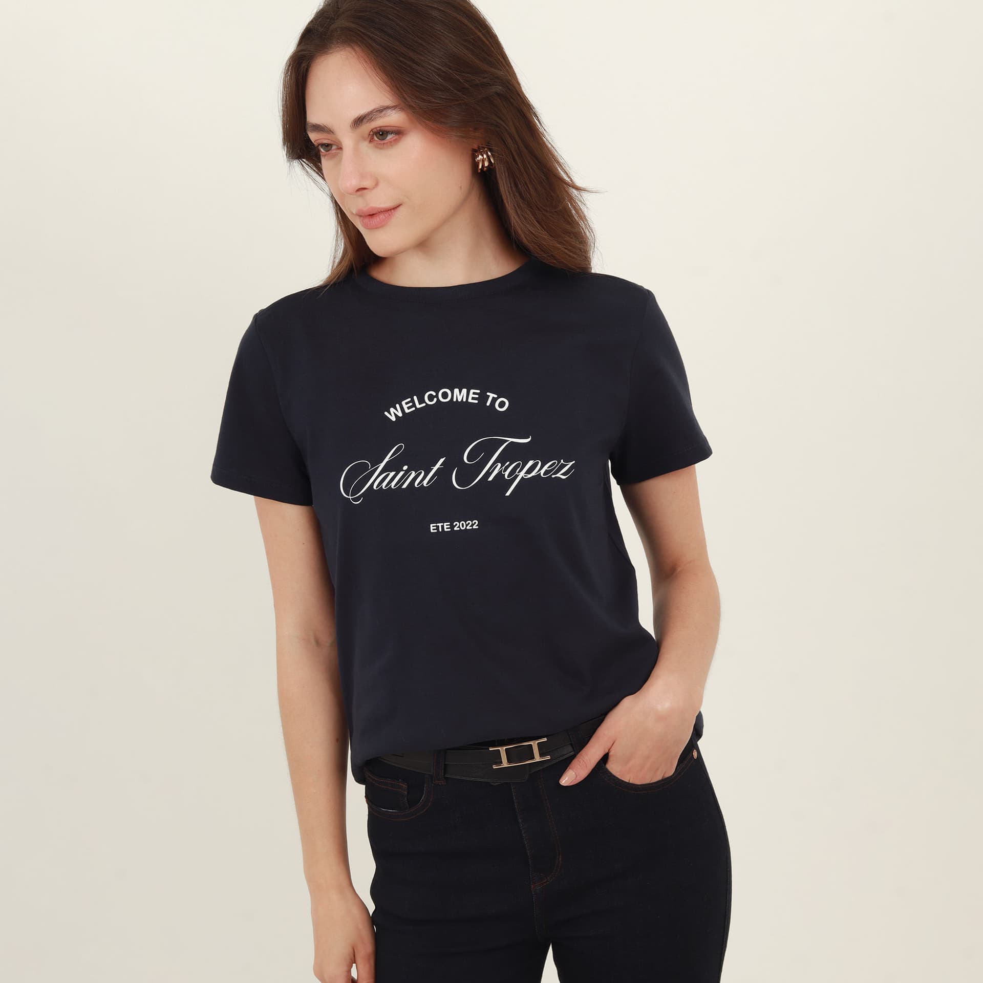 Camiseta cuello redondo manga corta con estampado Saint Tropez - imagen 9