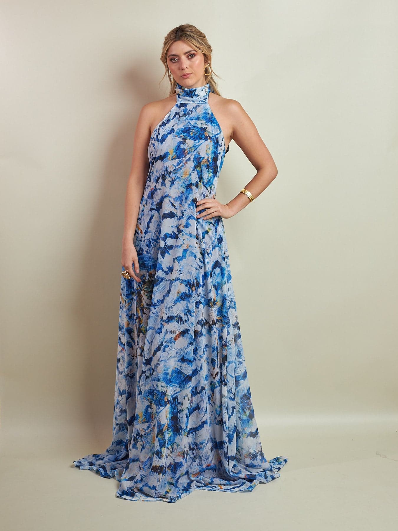Vestido Apolinary Feathers Azul - imagen 5