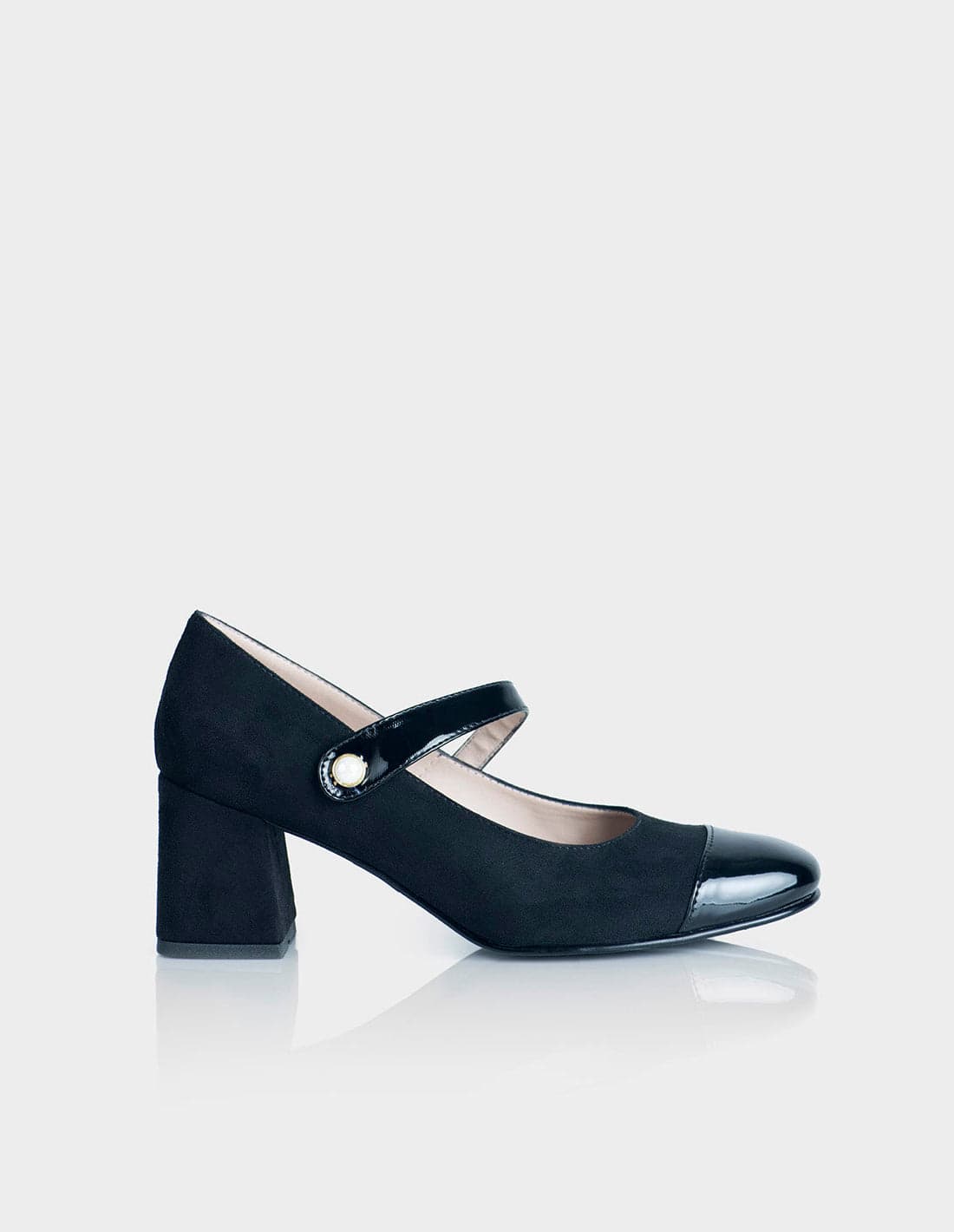 Zapato Mary Jane Elexia Charol x Ante Negro - imagen 1