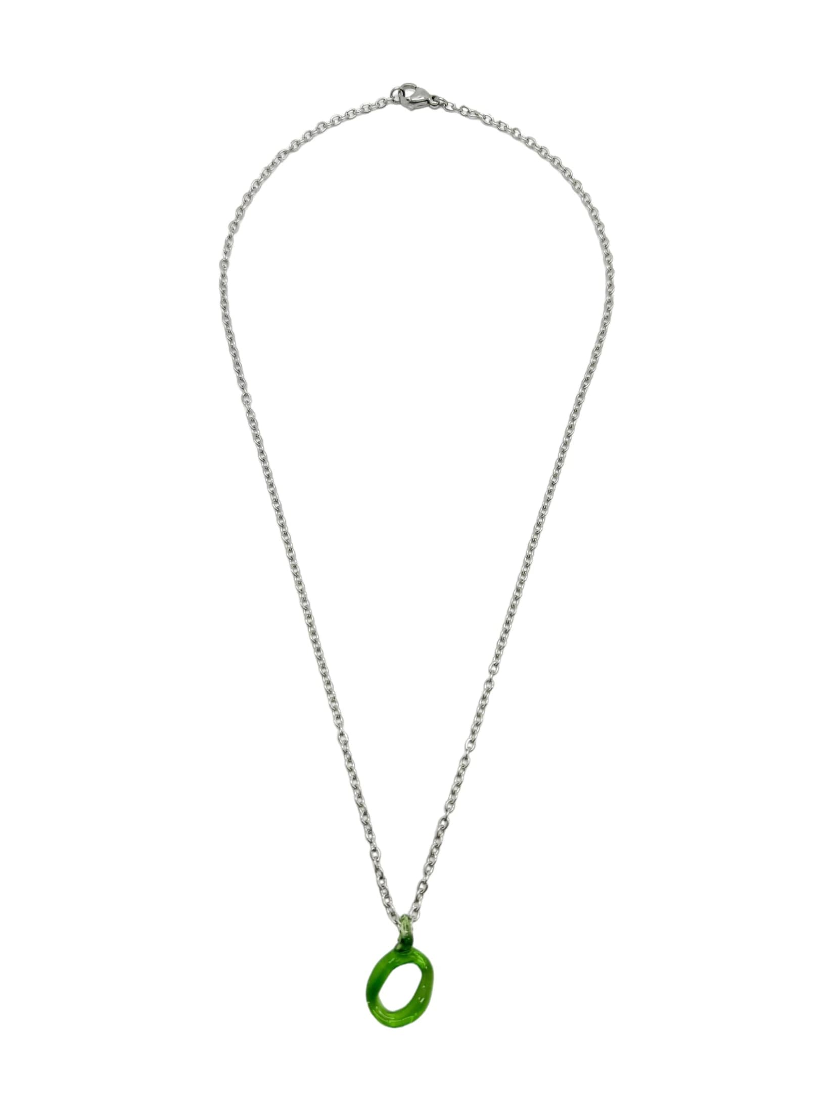 green glass necklace 1 letter - imagen 8