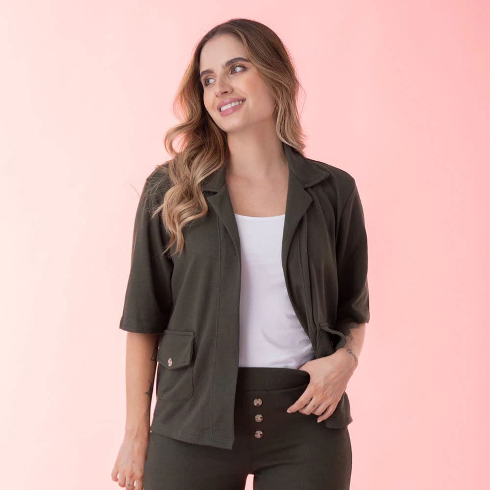 Chaqueta Manga Corta Verde Militar - imagen 3