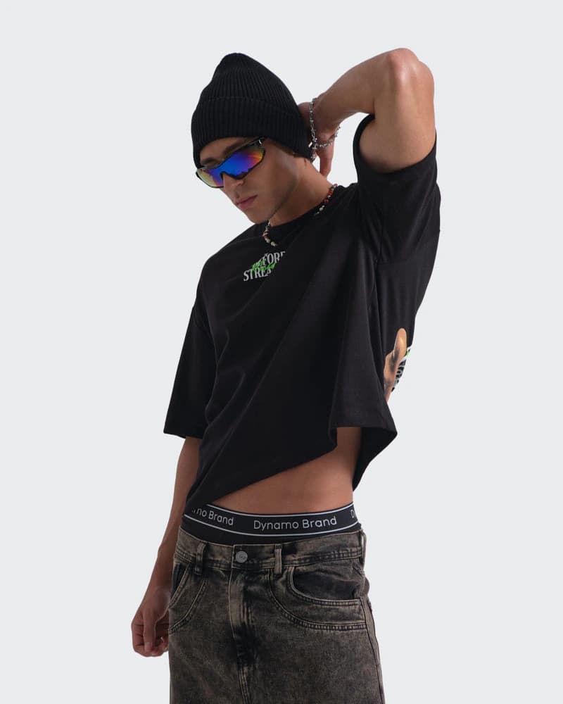 Camiseta Negra Boxy Fit Rewind State - imagen 1