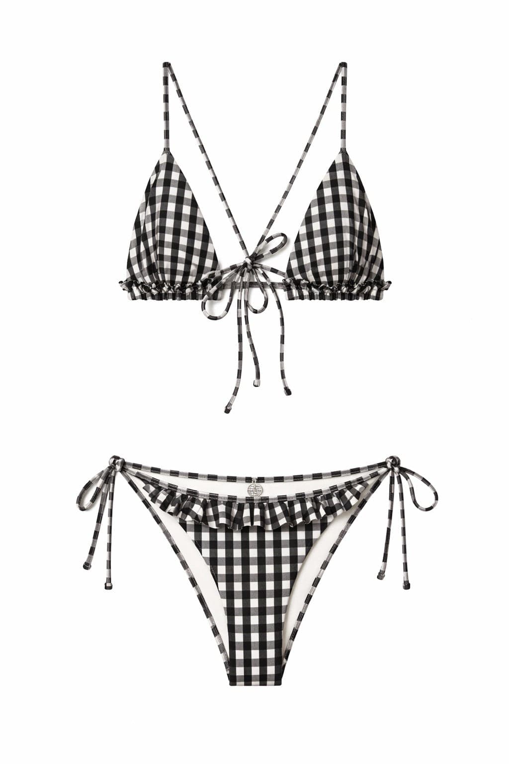 AISHA BIKINI TOP - BLACK GINGHAM
