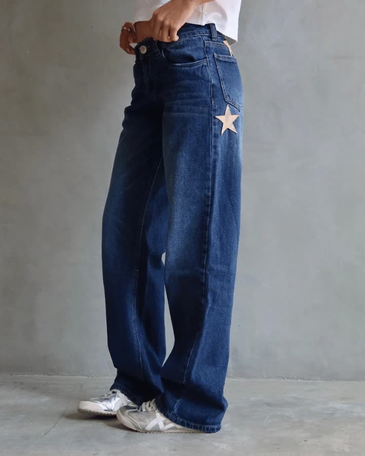 JEAN EXTRA LOW STRAIGHT FIT CROC BEIGE STARS AZUL - imagen 5