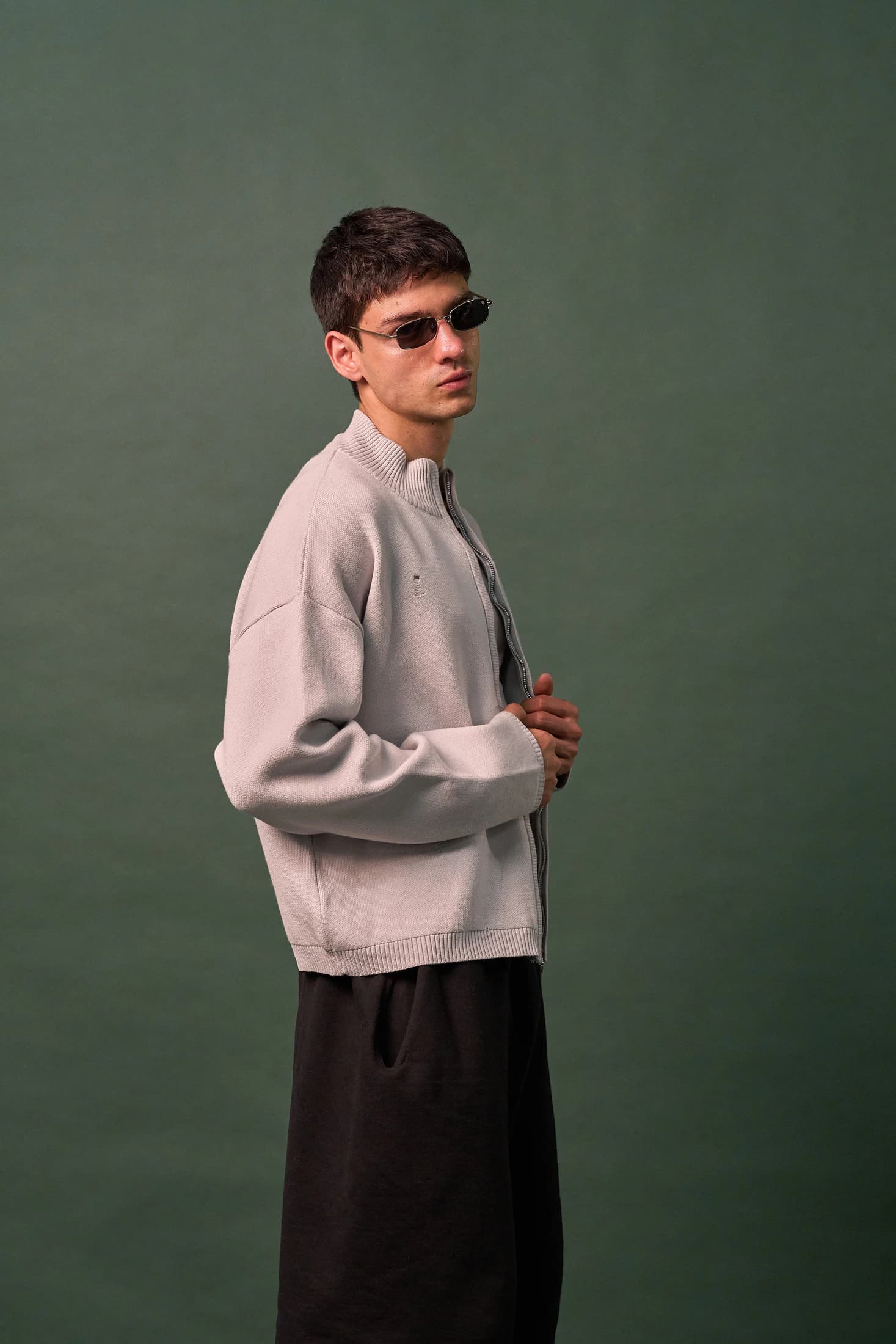 Knit Double Zipper - Gris - imagen 3