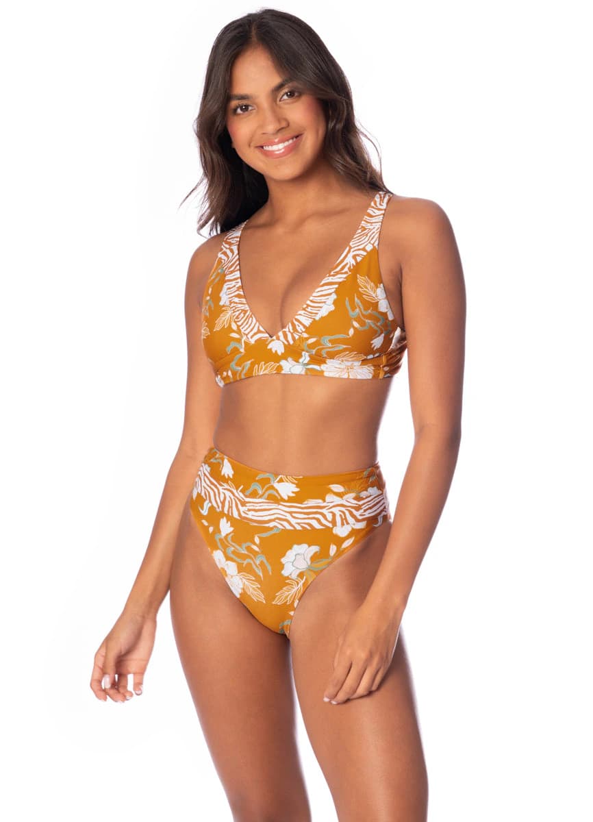 Maaji Nostalgic Florals Rocky Long Line Triangle Bikini Top - imagen 1