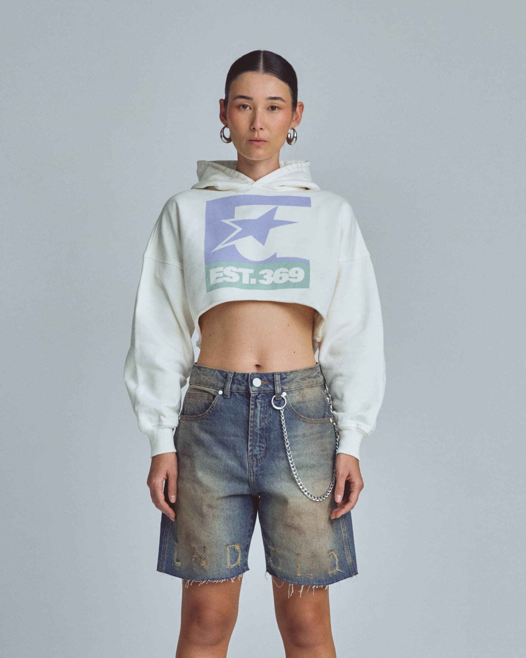 W Stardust Symbol Cropped Hoodie White - imagen 2