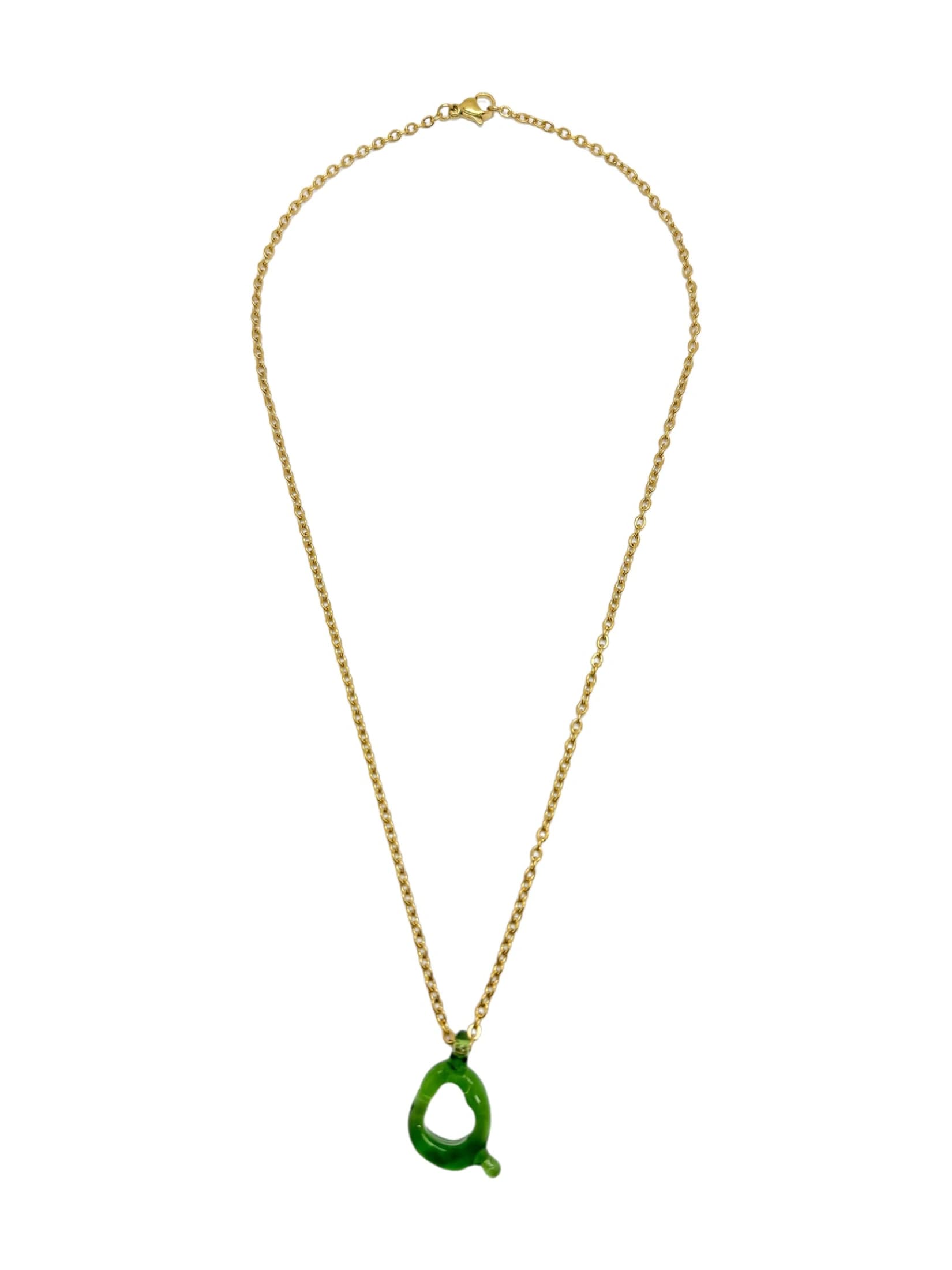 green glass necklace 1 letter - imagen 20
