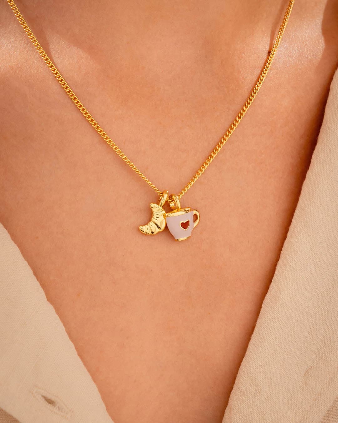 Collar Taza Corazón + Aretes - imagen 2