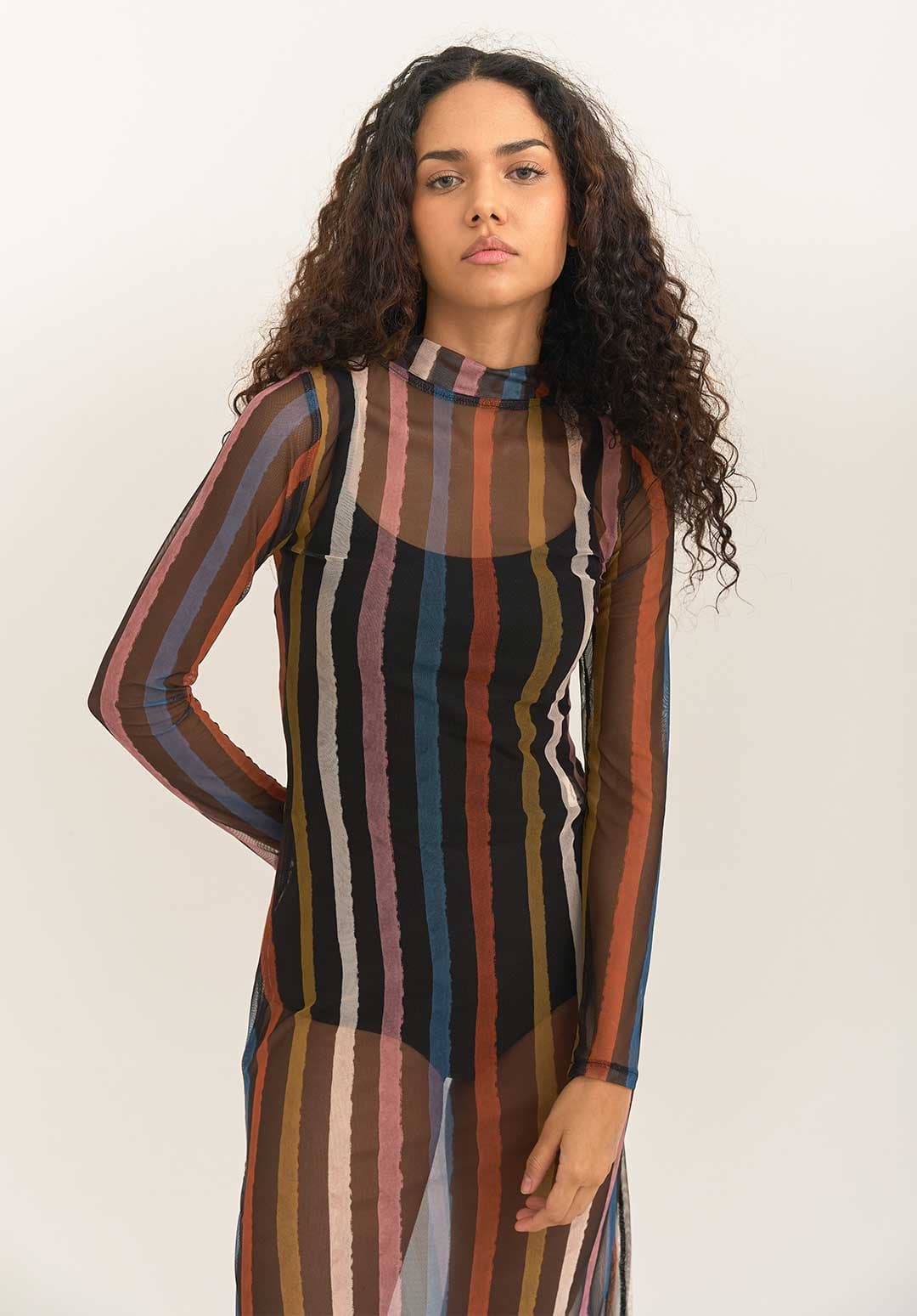 Vestido Mesh Eje Negro - imagen 2