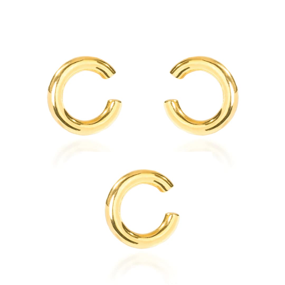 SET DE TRES SMALL MOON EAR CUFFS GOLD