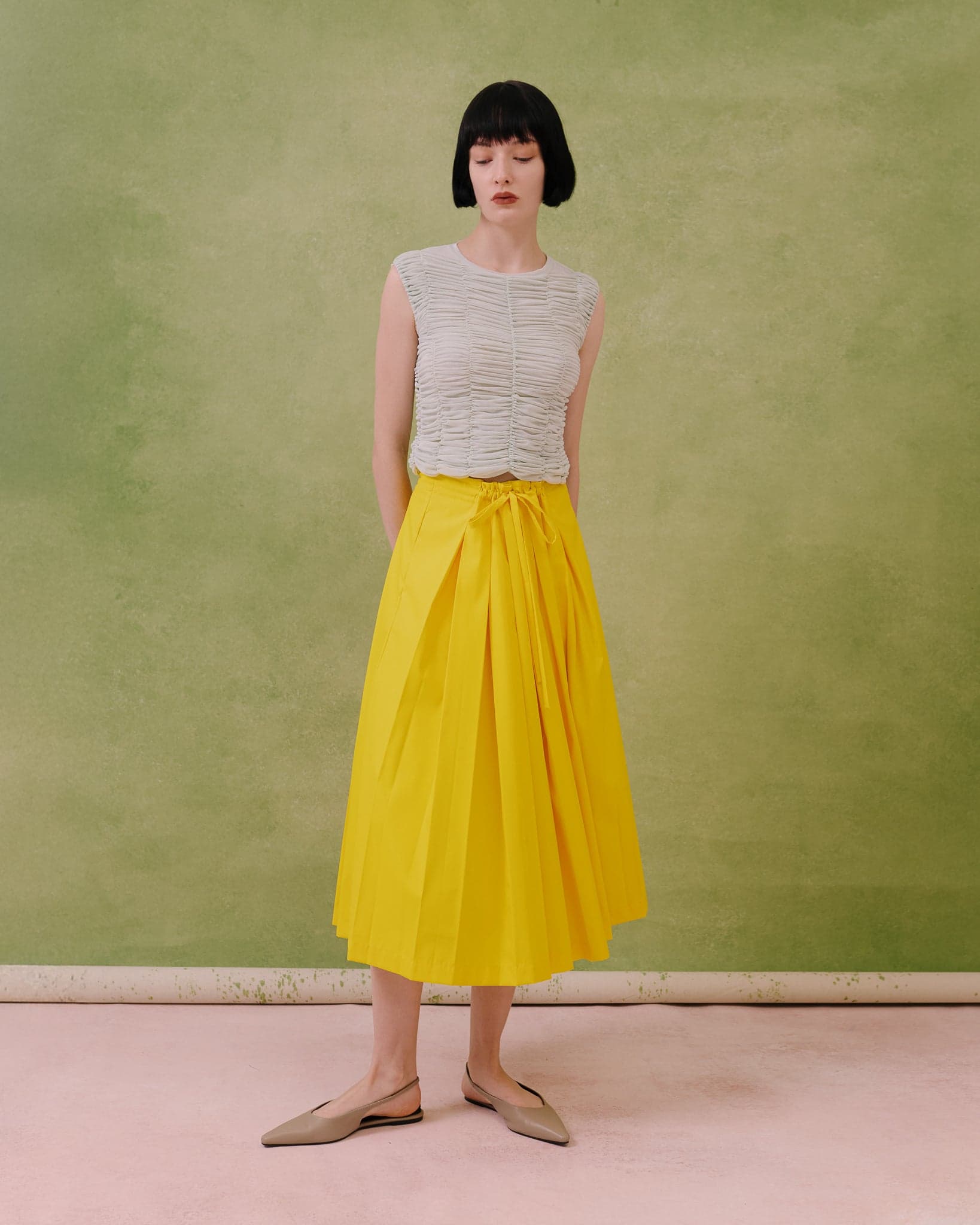 Ruched Tulle Sleeveless Top