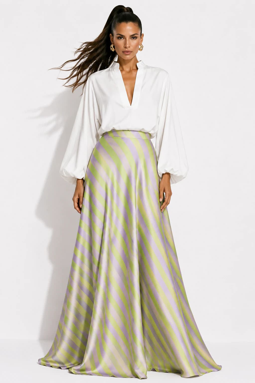 Falda Celebes Rayas Amarillo + Lila - imagen 1