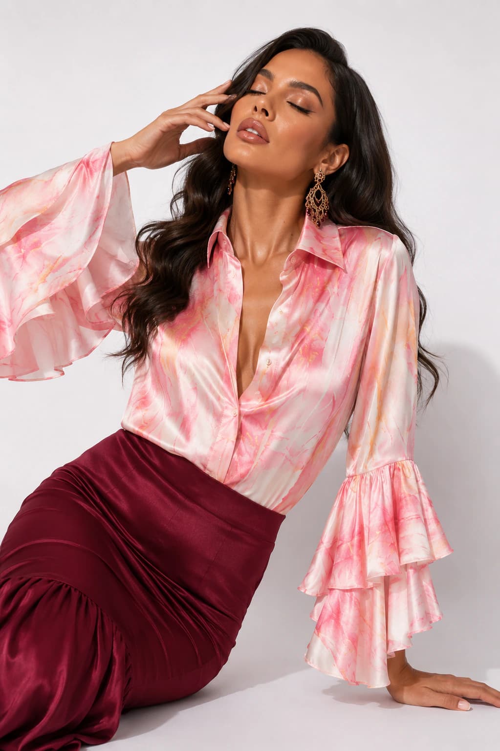 Blusa Anekio Plumas Salmon - imagen 1