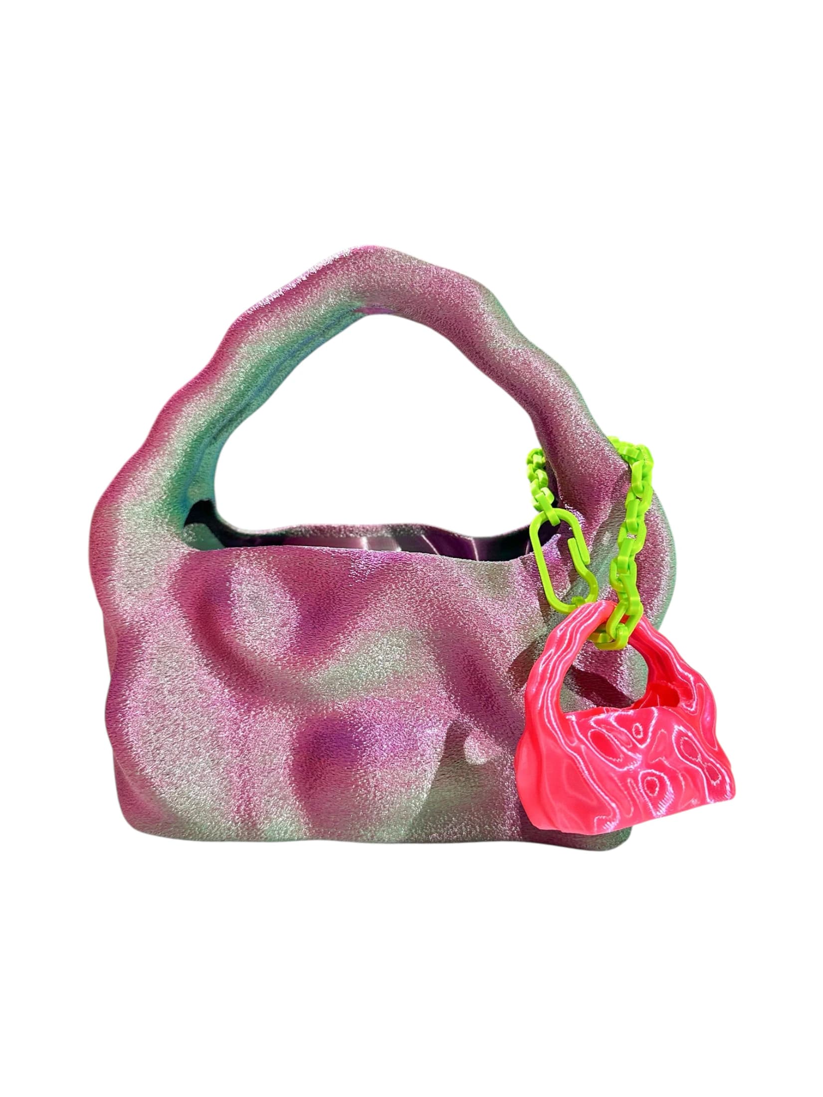 bolso grande cosmic water fuzzy azul verde rosado - imagen 1