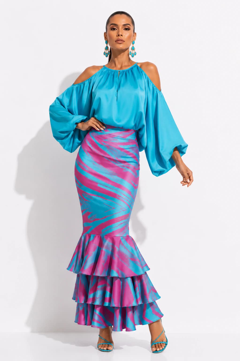 Falda Alesia Techo Fucsia+Turquesa - imagen 3