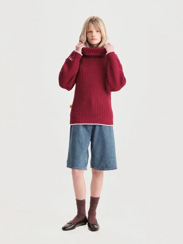 Saco Cuello Tortuga Inglés Rojo/rosado Mujer - imagen 2